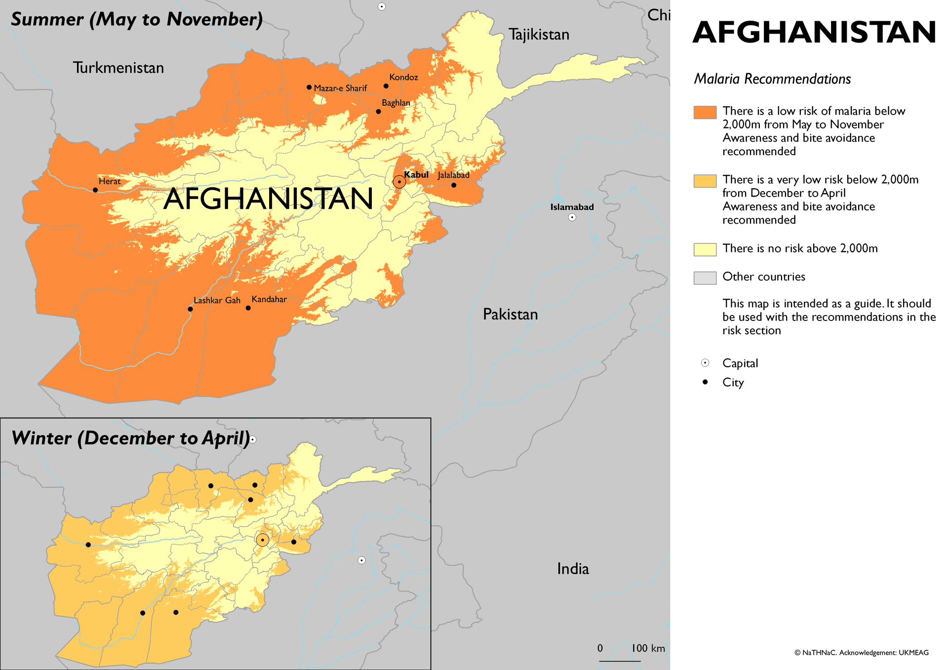Malaria risk map for Afghanistan