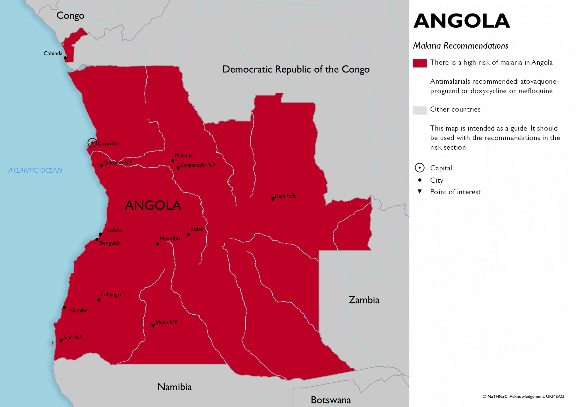 Malaria risk map for Angola
