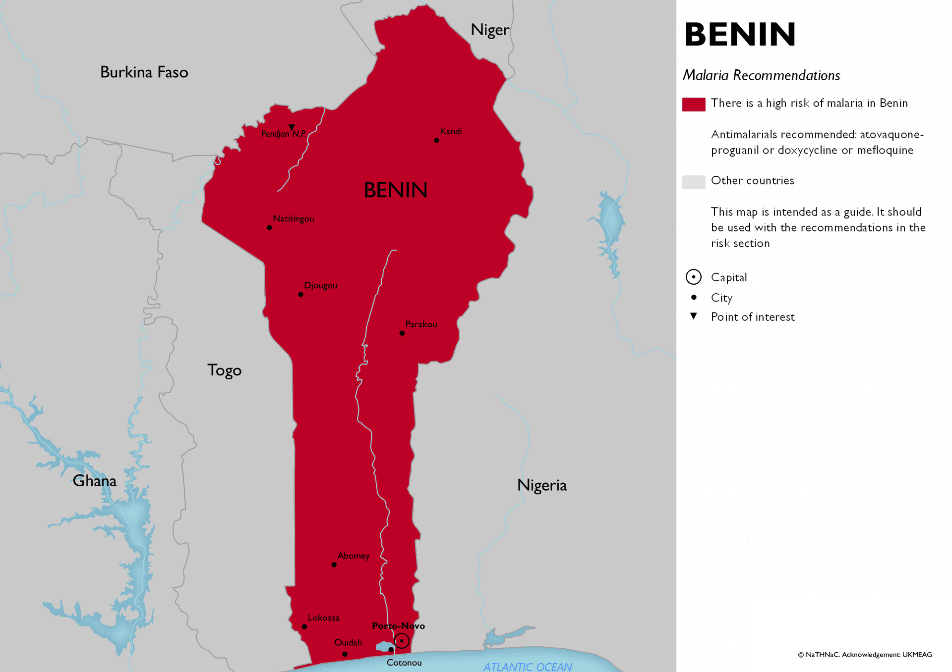 Malaria risk map for Benin