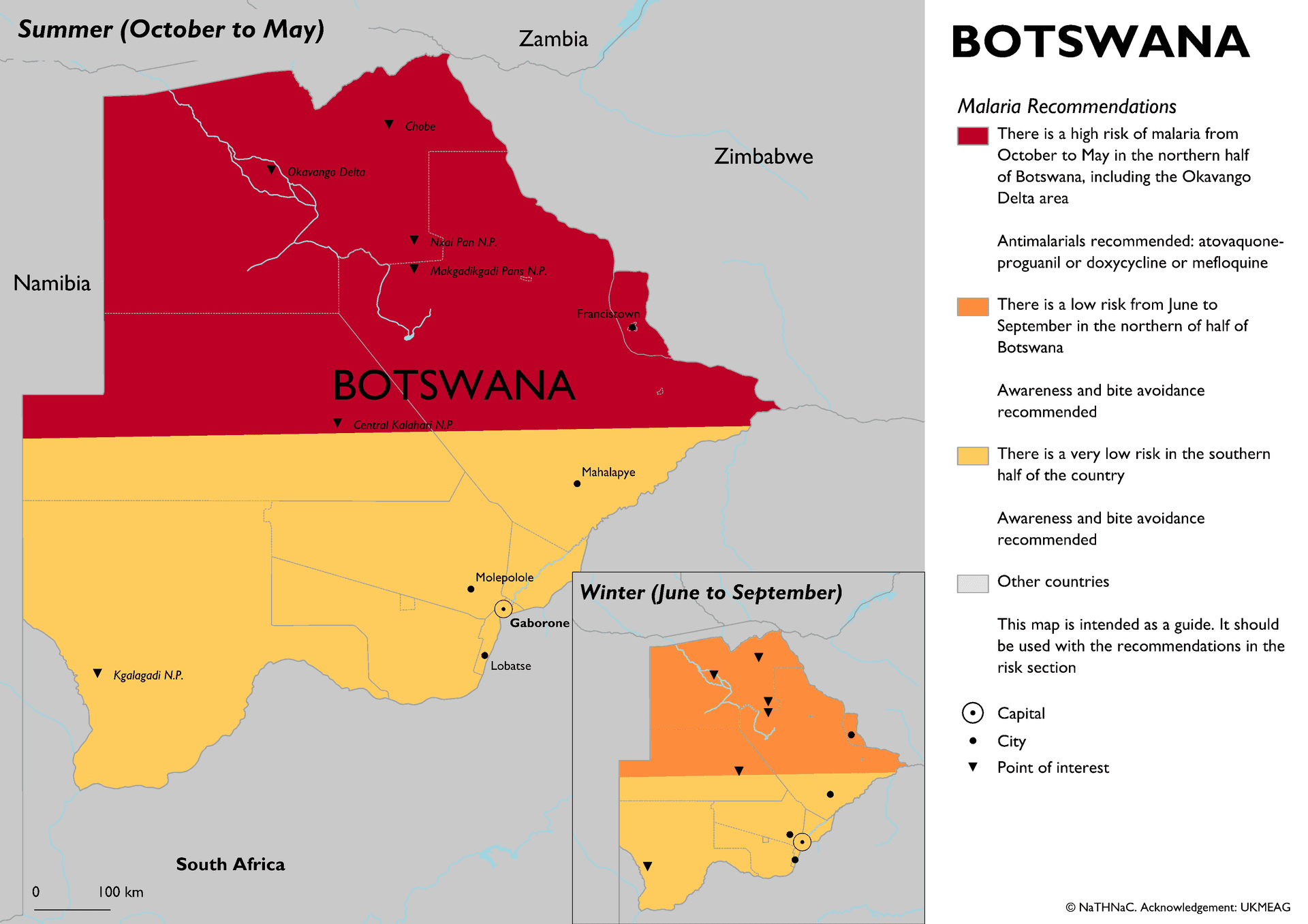 Malaria risk map for Botswana