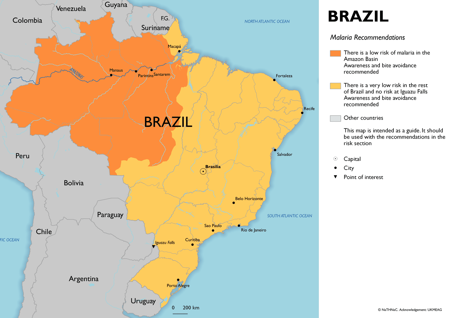 Malaria risk map for Brazil