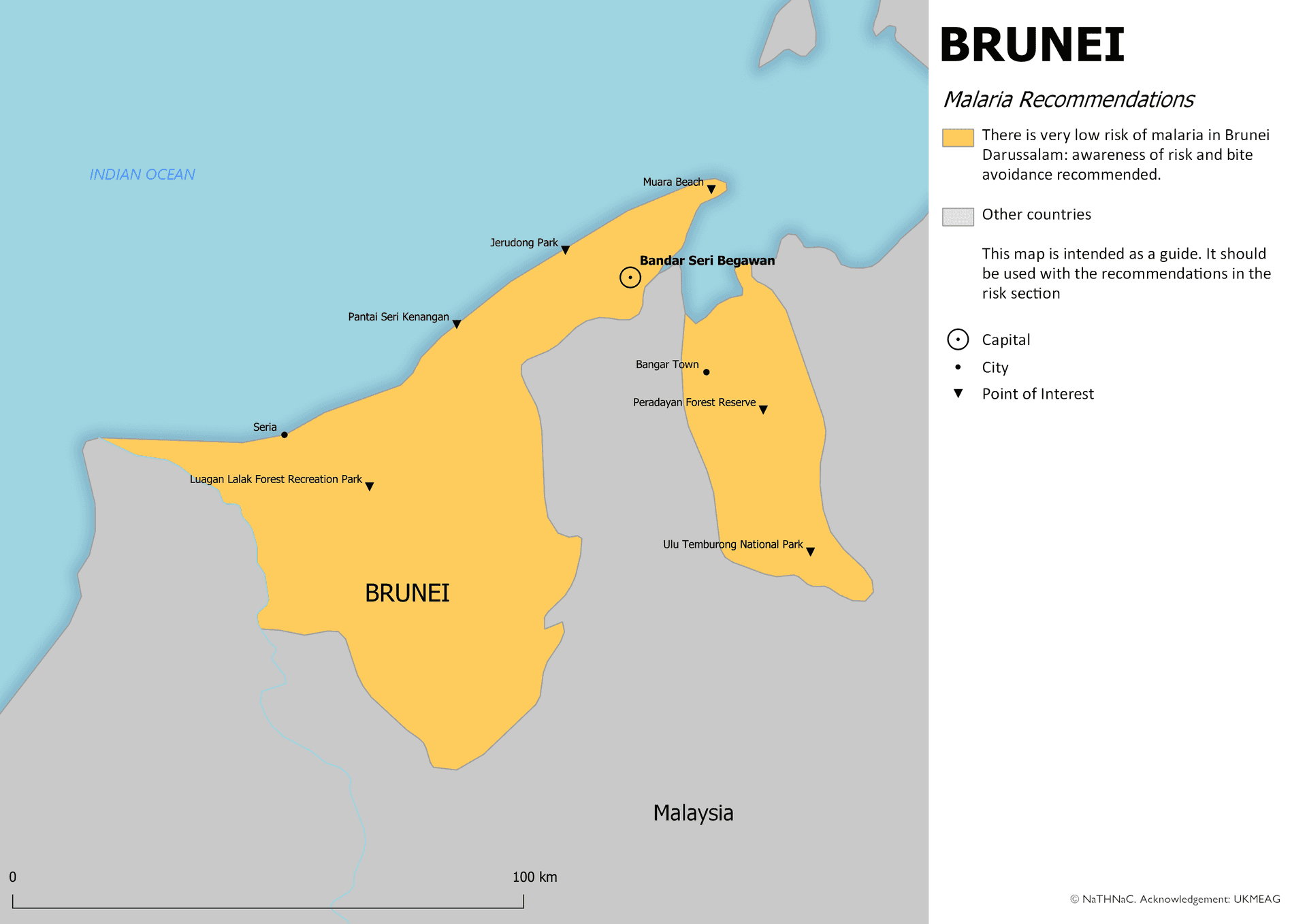 Malaria risk map for Brunei