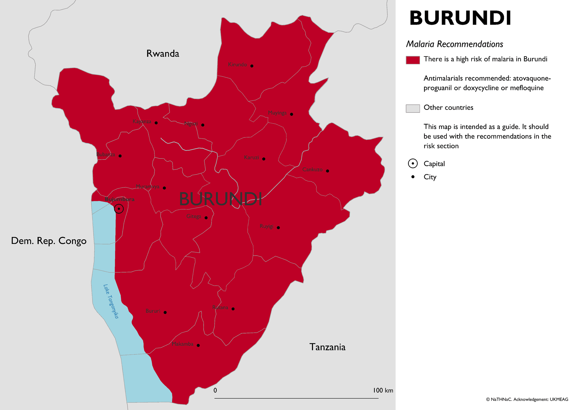 Malaria risk map for Burundi