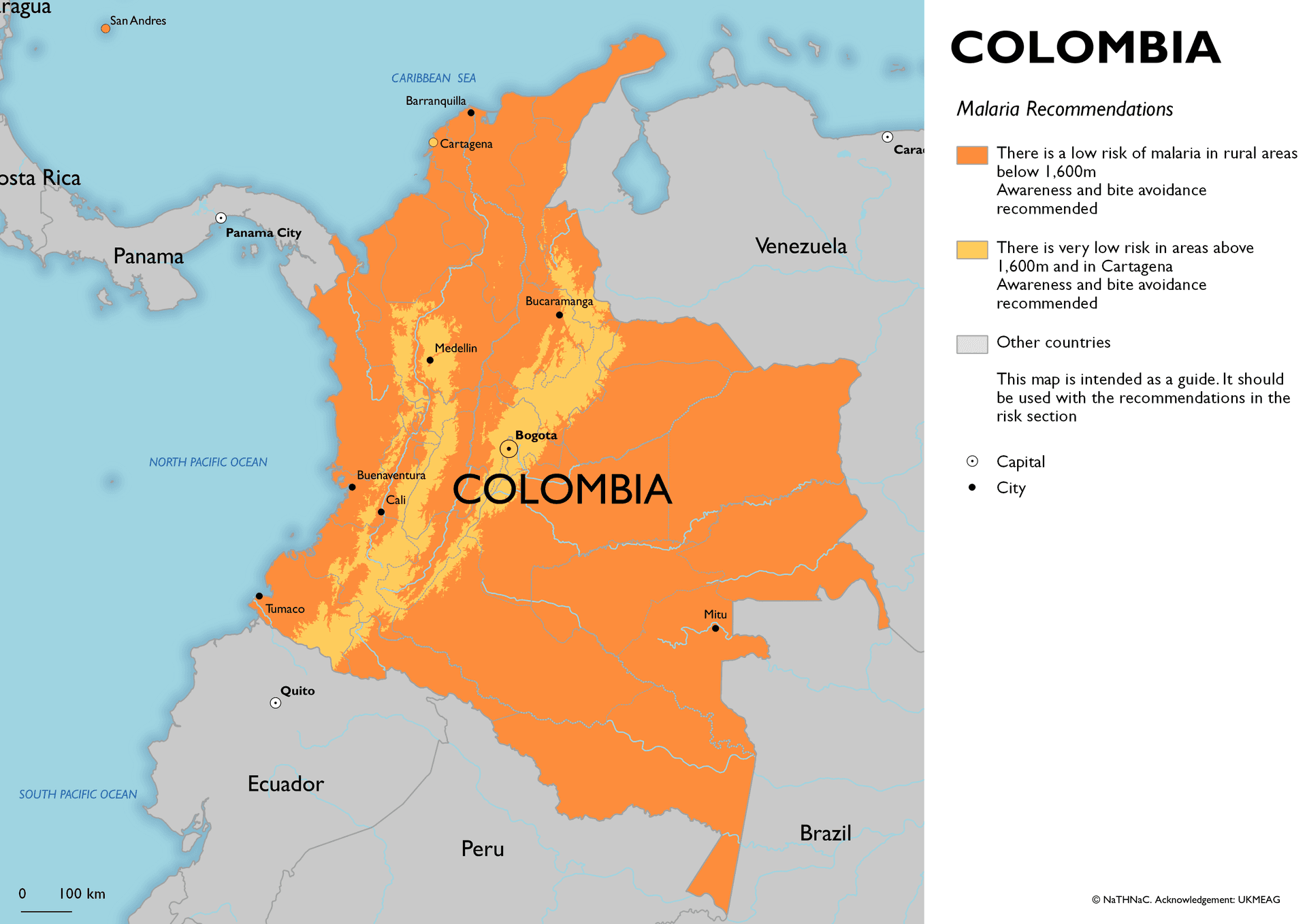 Malaria risk map for Colombia