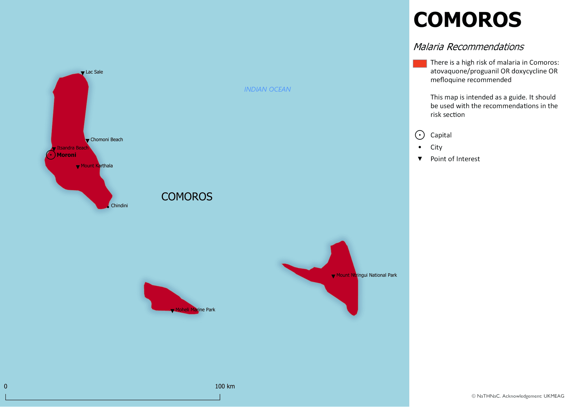Malaria risk map for Comoros