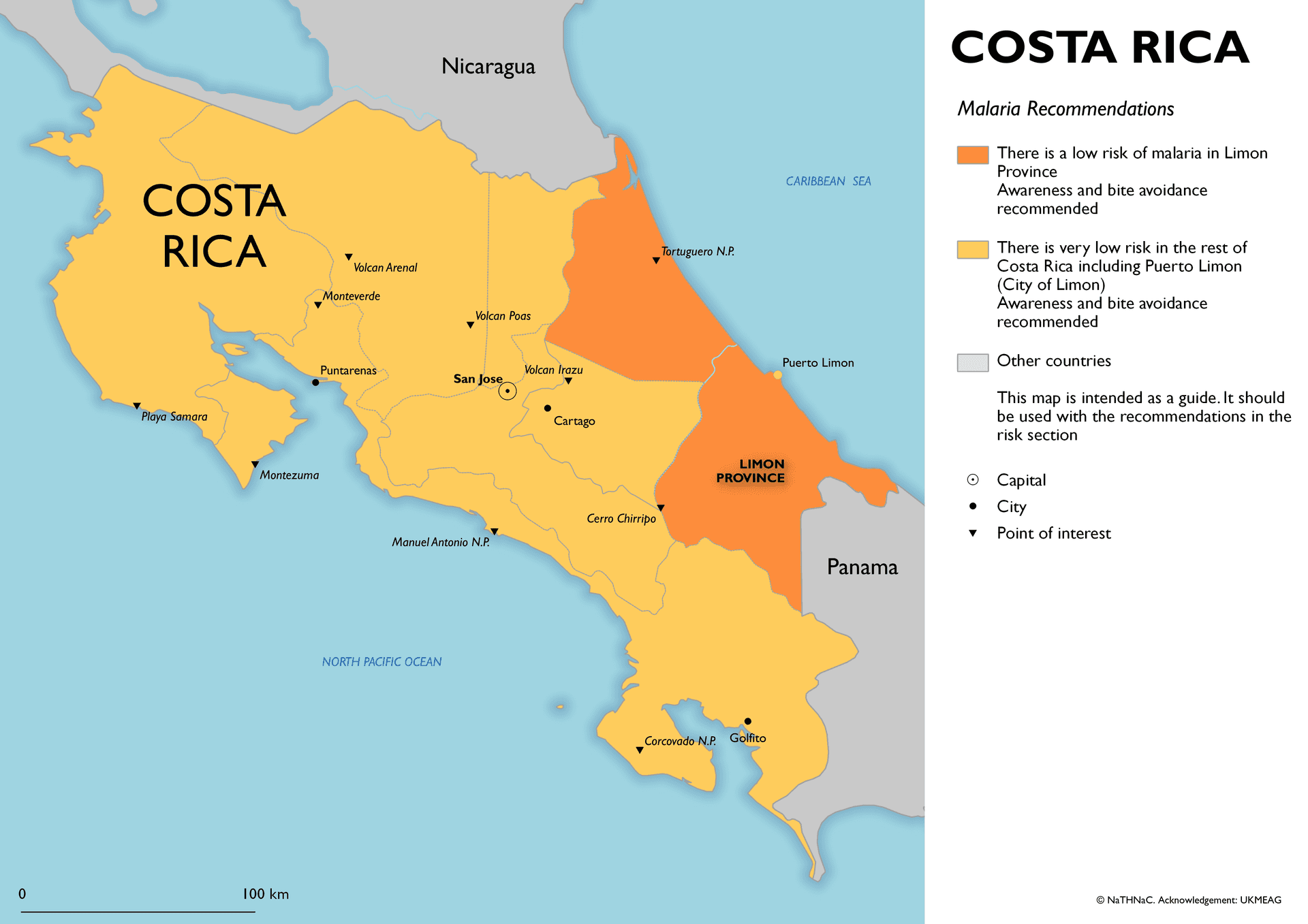 Malaria risk map for Costa Rica