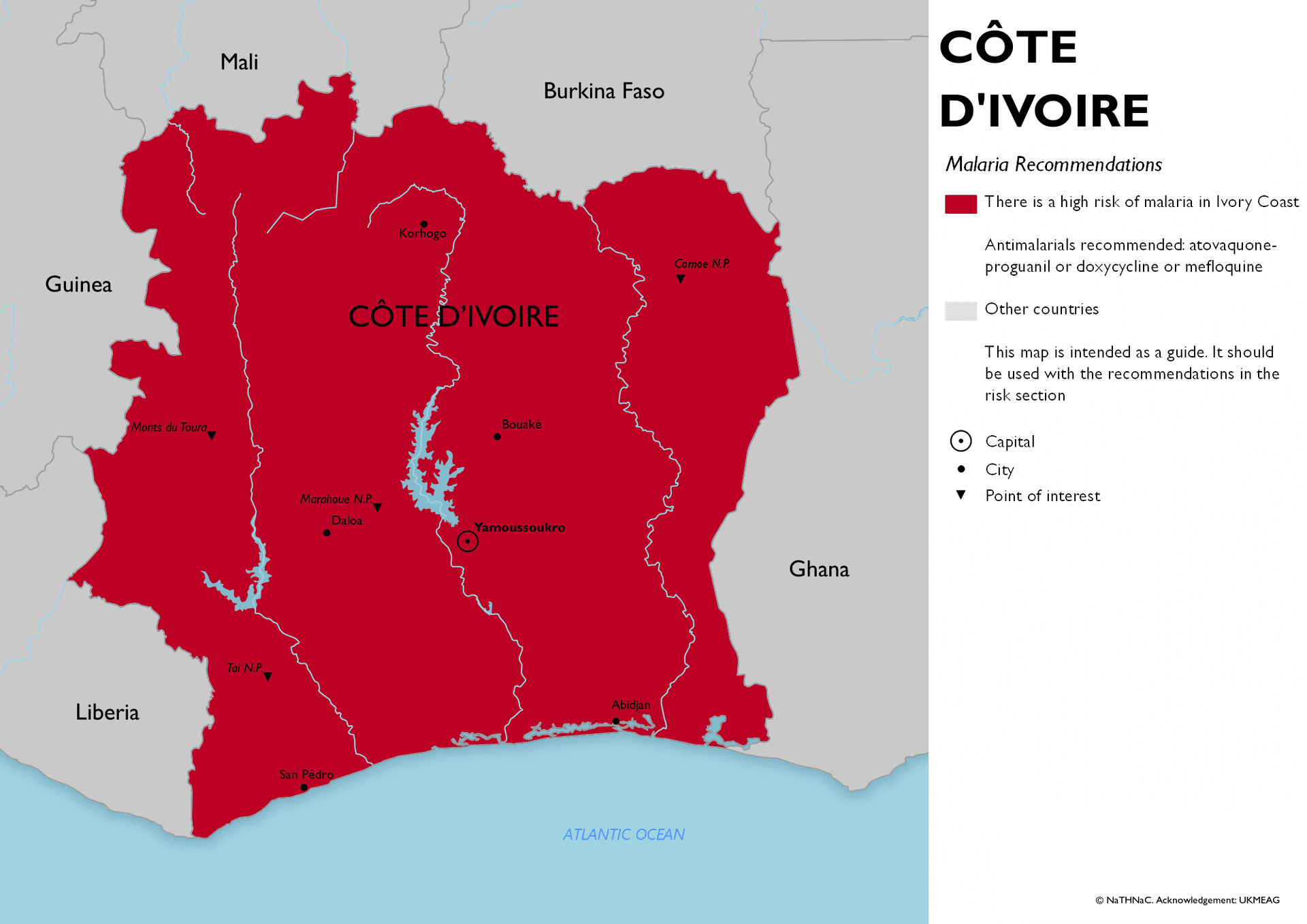 Malaria risk map for CÃ´te d'Ivoire