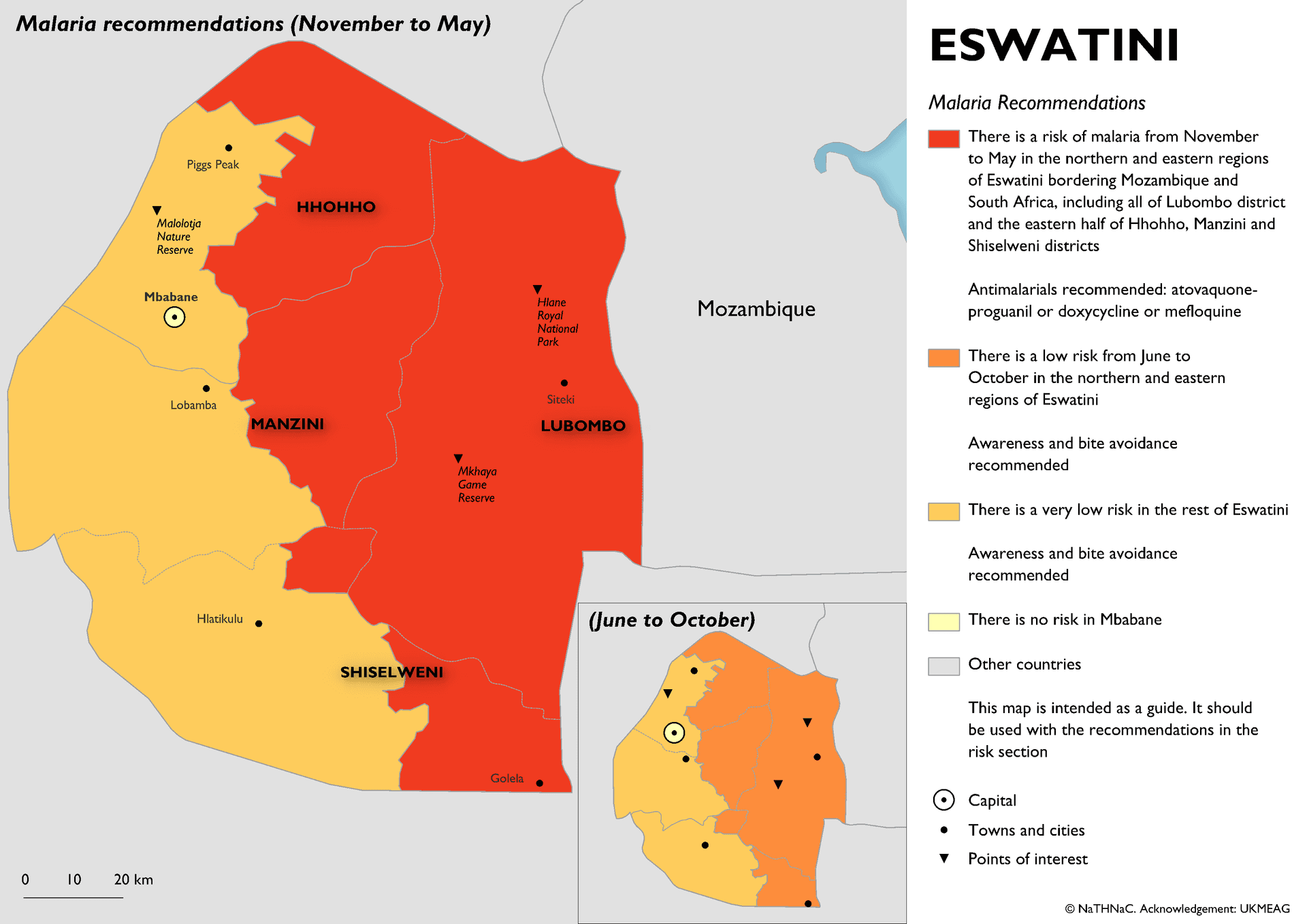 Malaria risk map for Eswatini