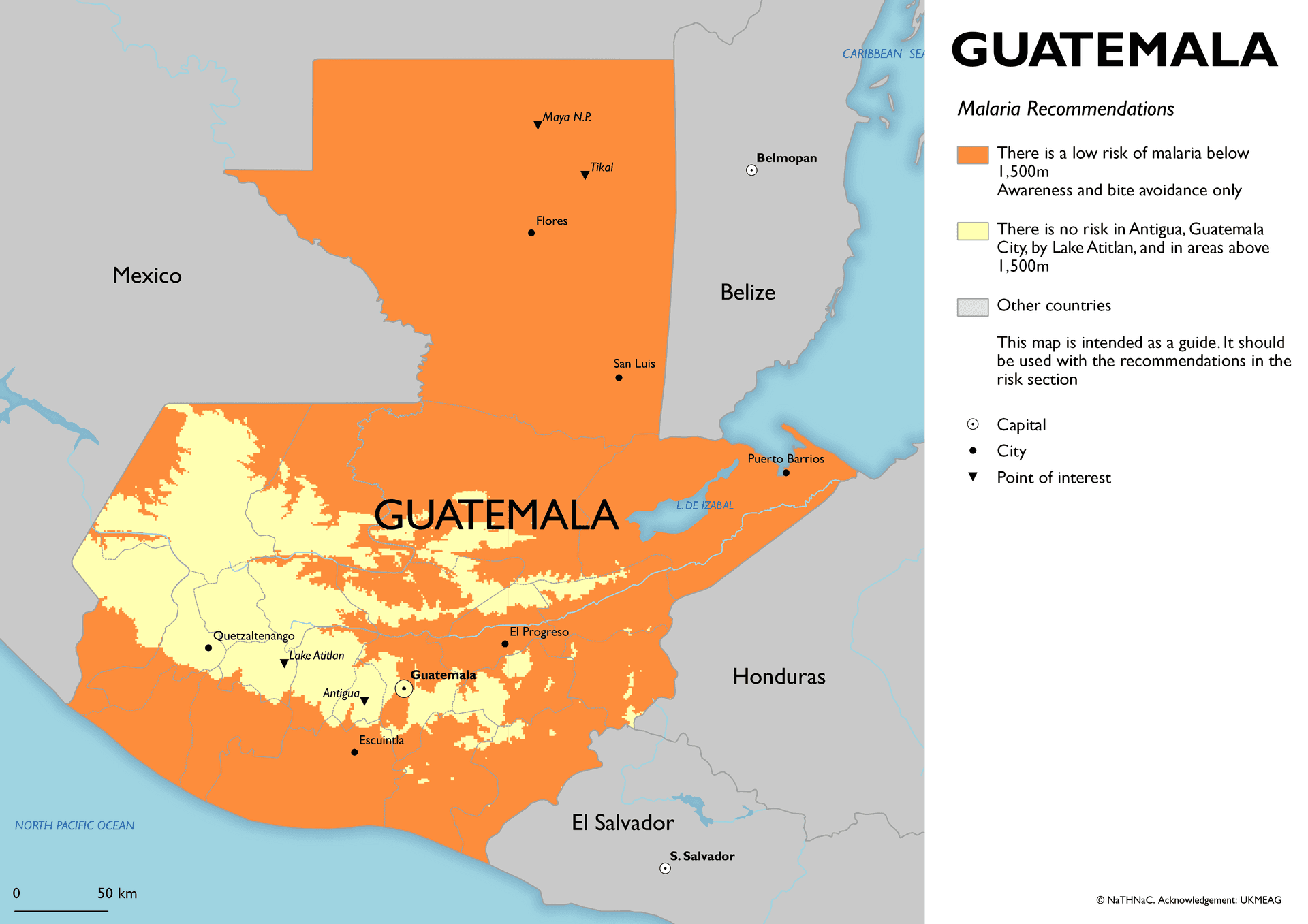Malaria risk map for Guatemala