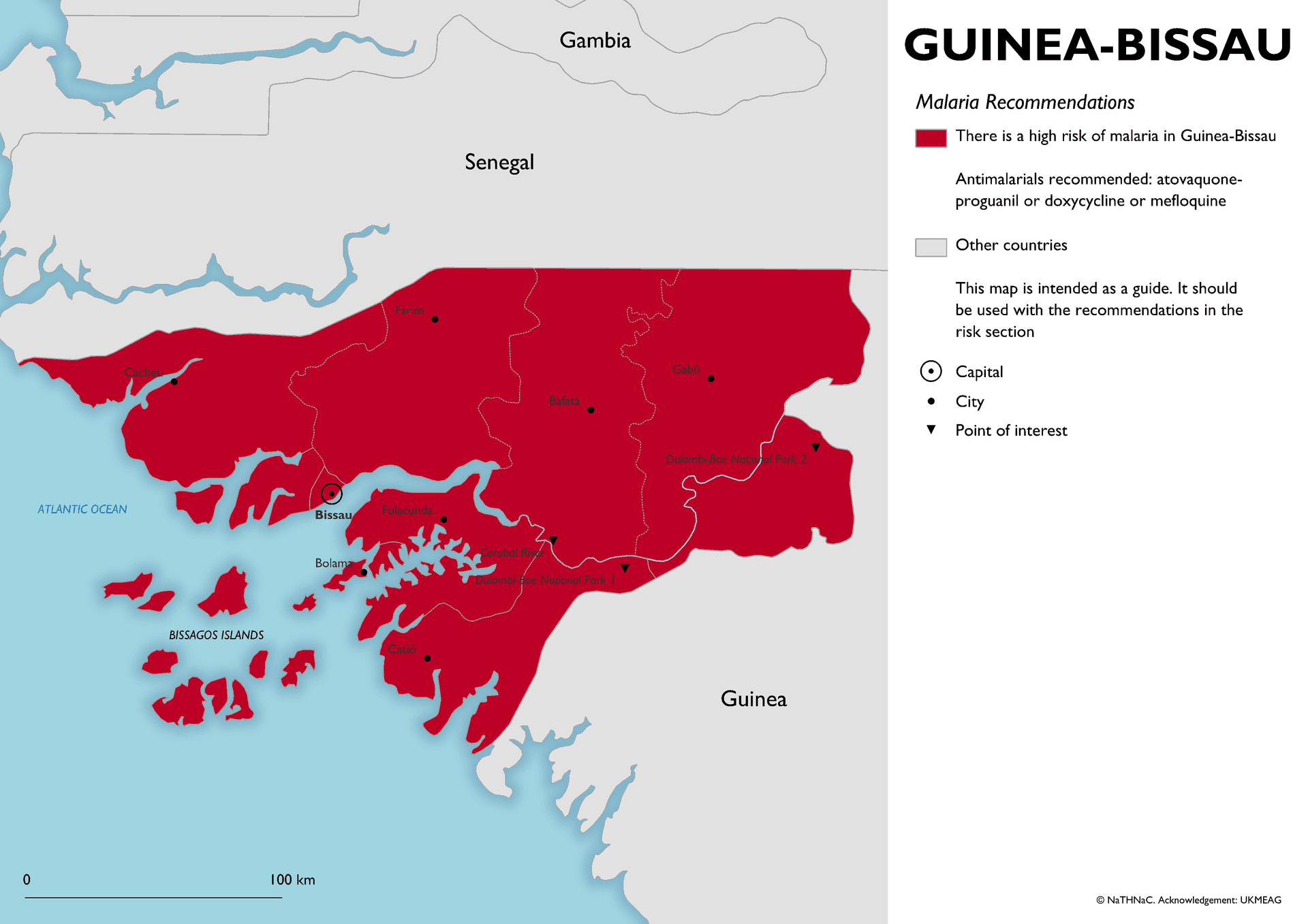 Malaria risk map for Guinea-Bissau