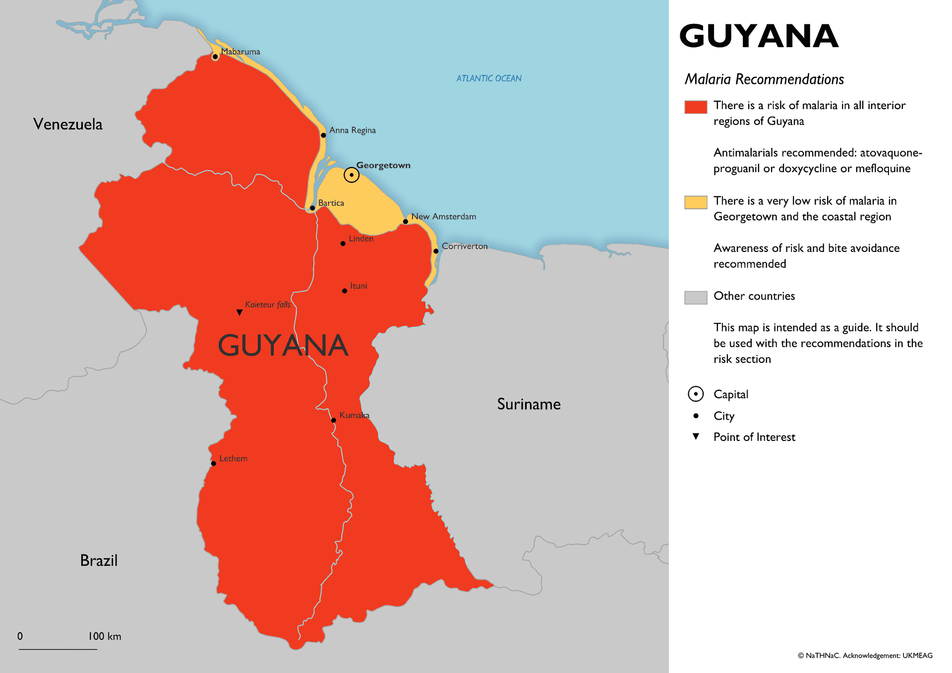 Malaria risk map for Guyana