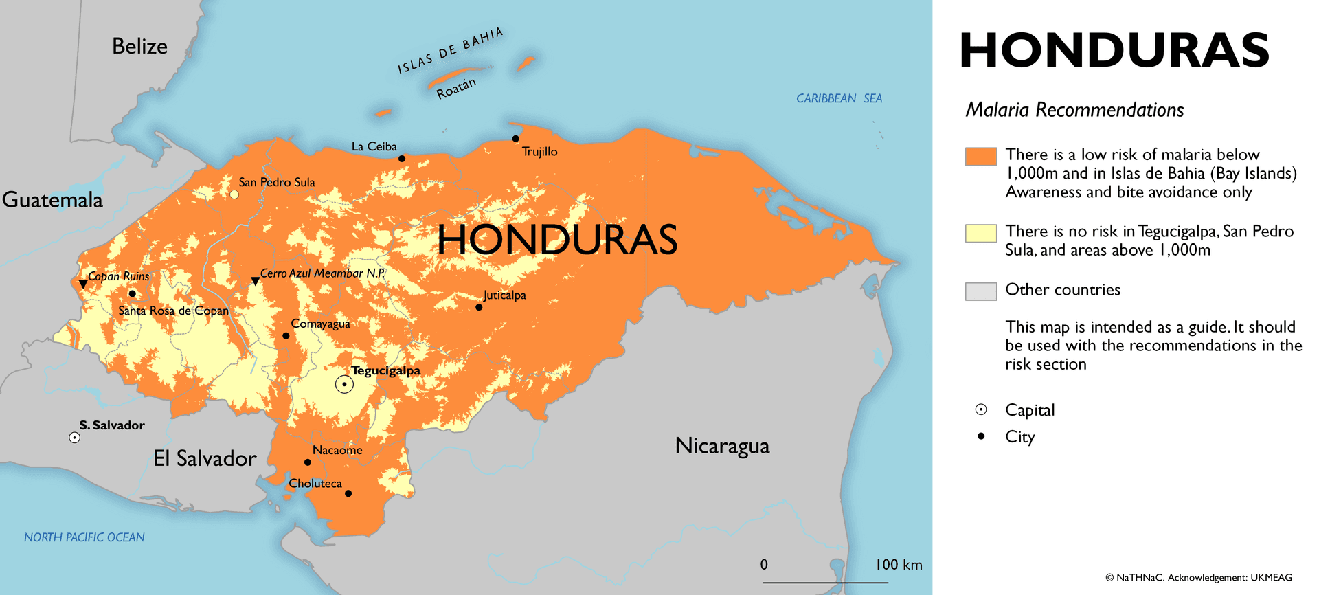 Malaria risk map for Honduras