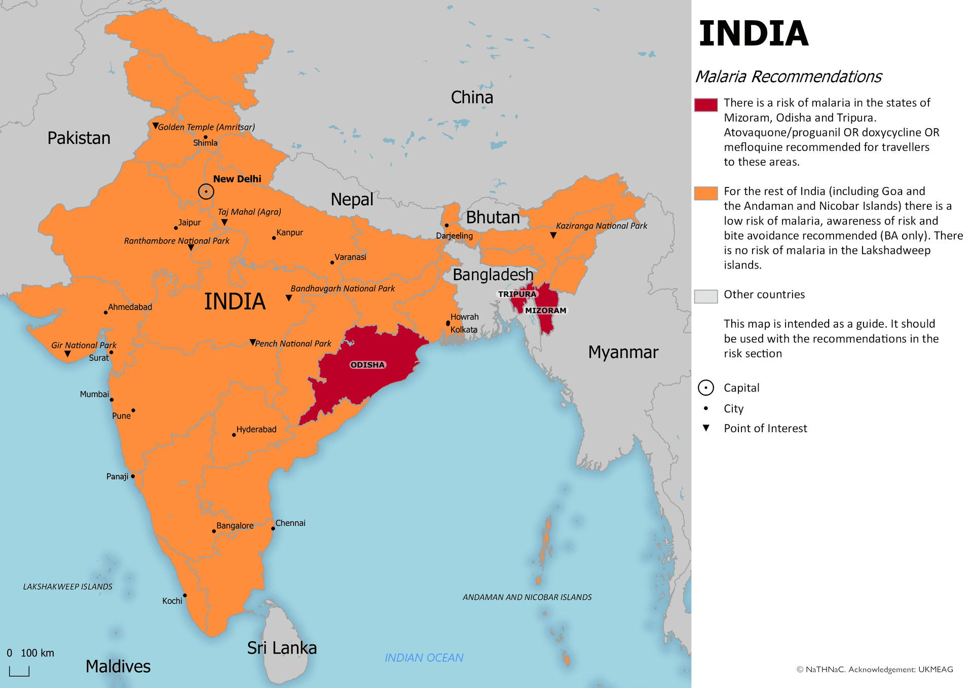 Malaria risk map for India