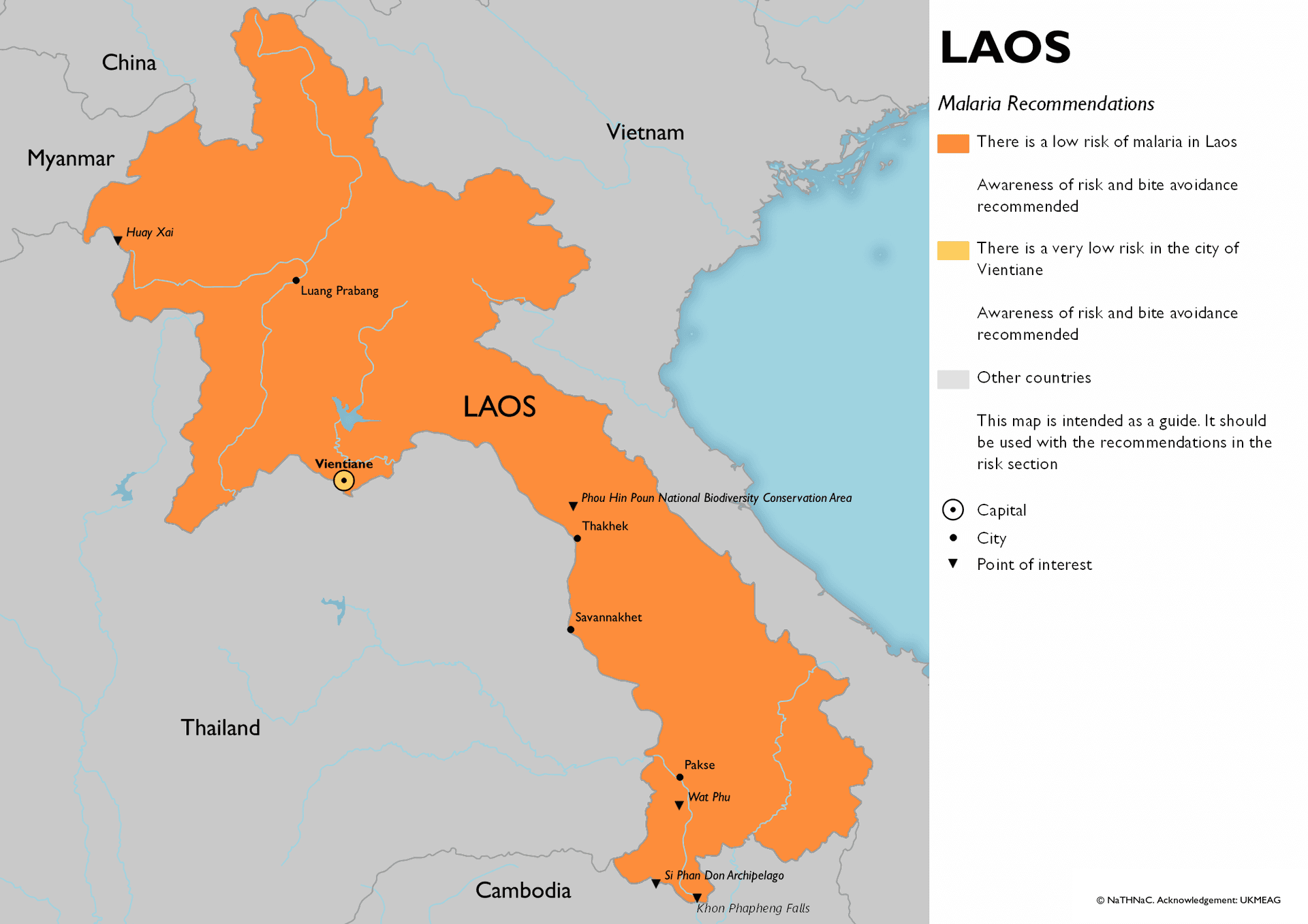 Malaria risk map for Laos