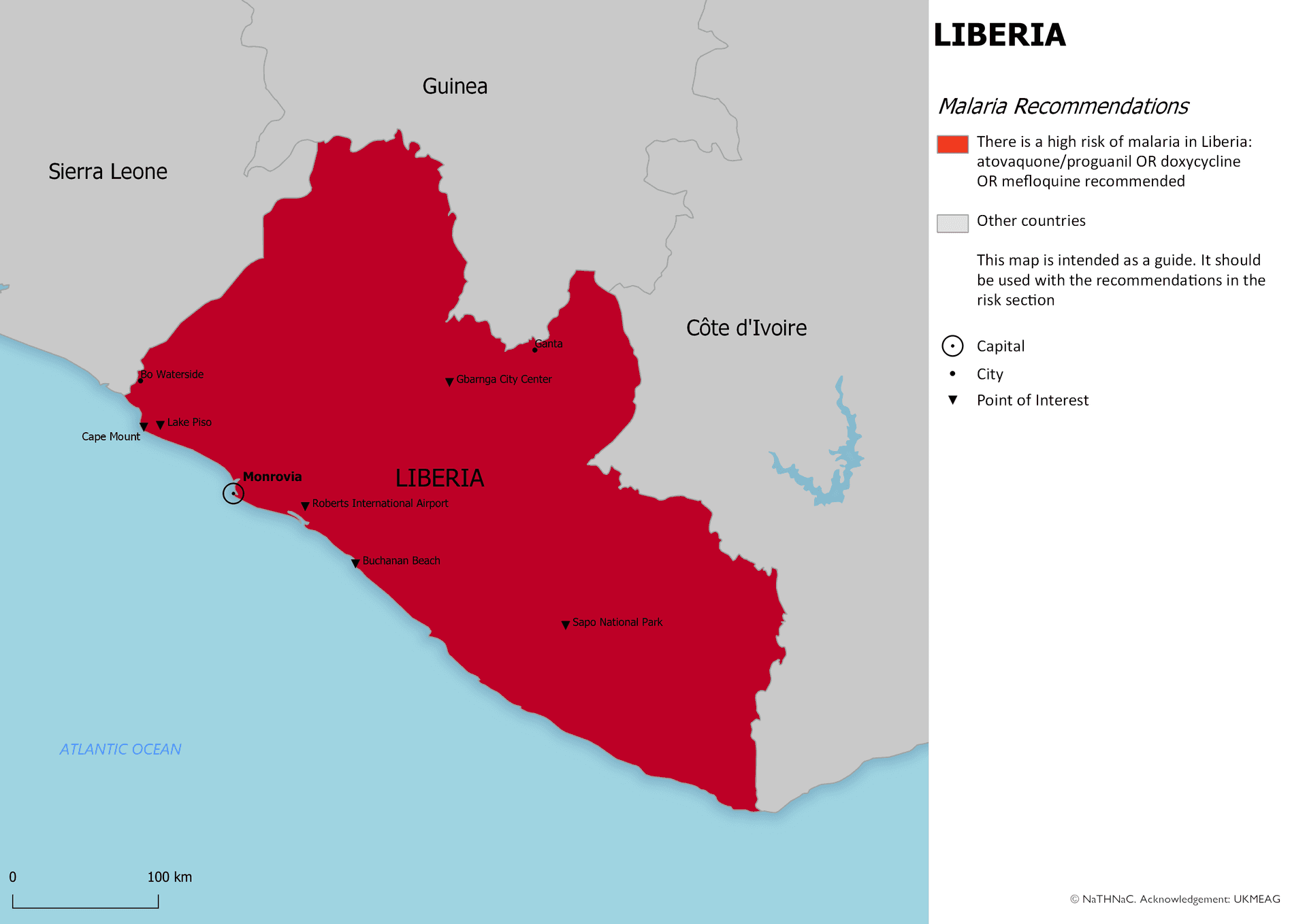 Malaria risk map for Liberia