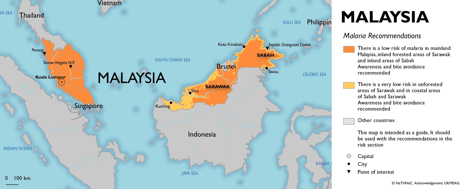 Malaria risk map for Malaysia