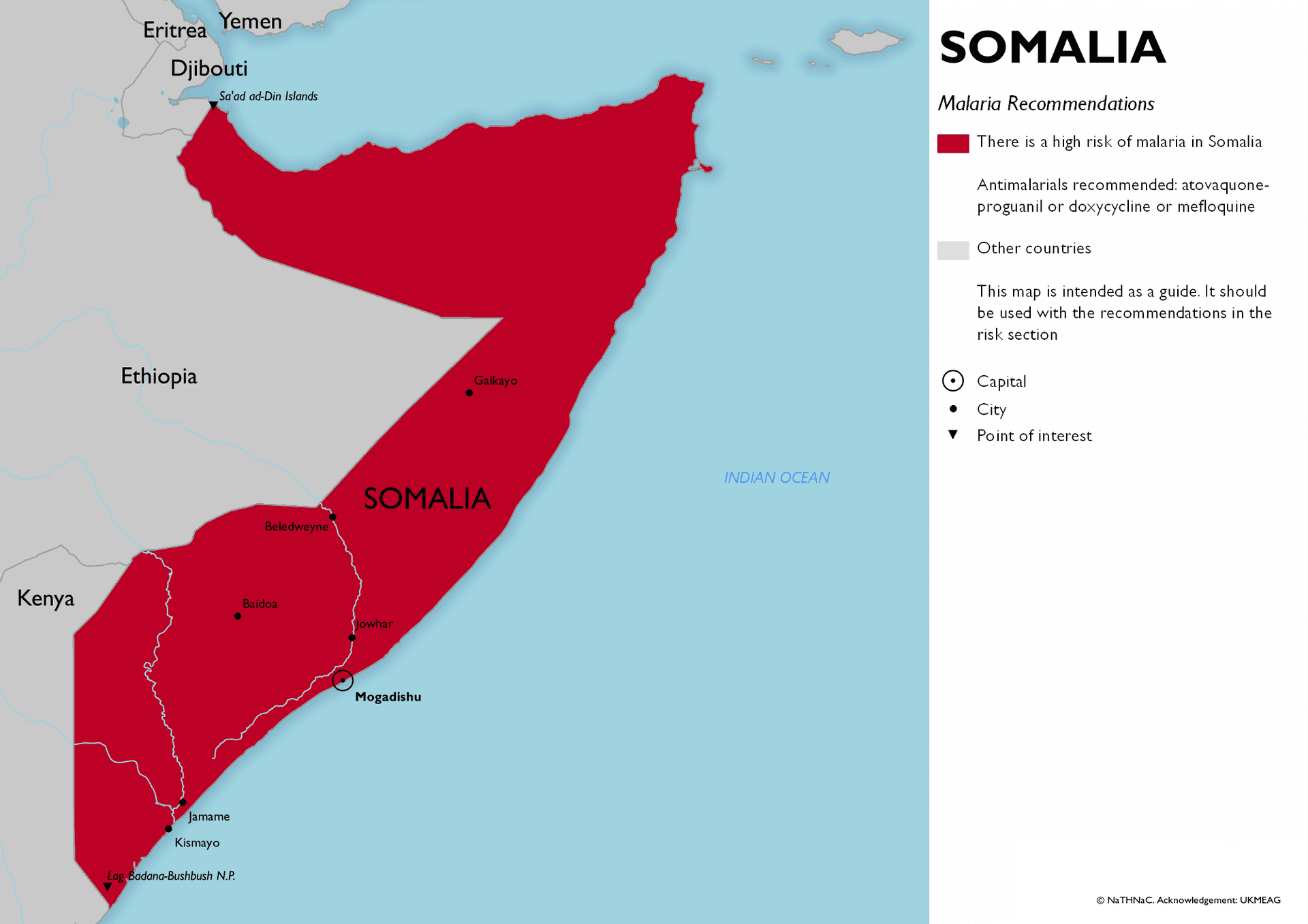 Malaria risk map for Somalia