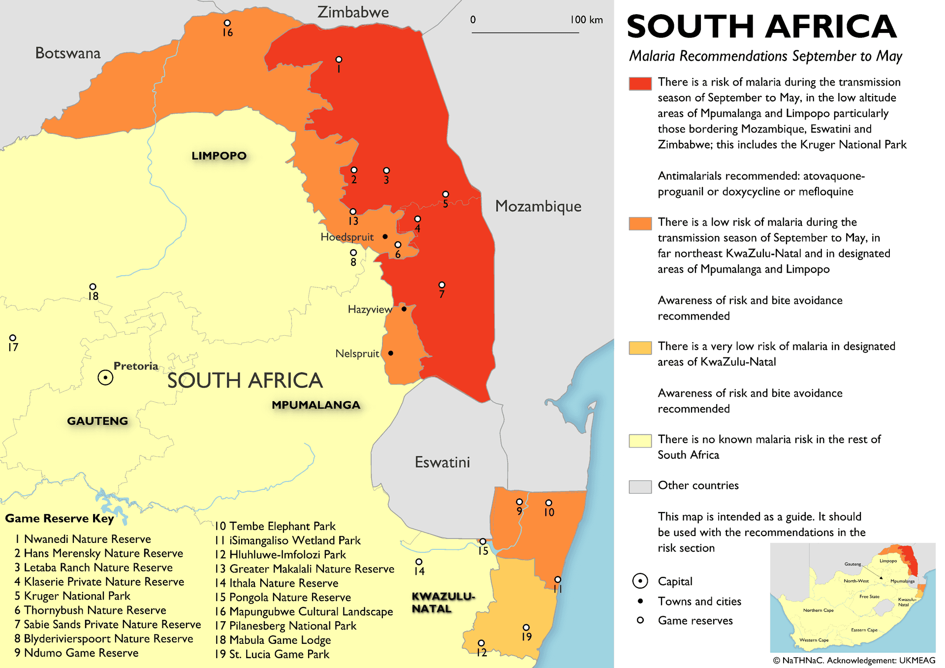 Malaria risk map for South Africa
