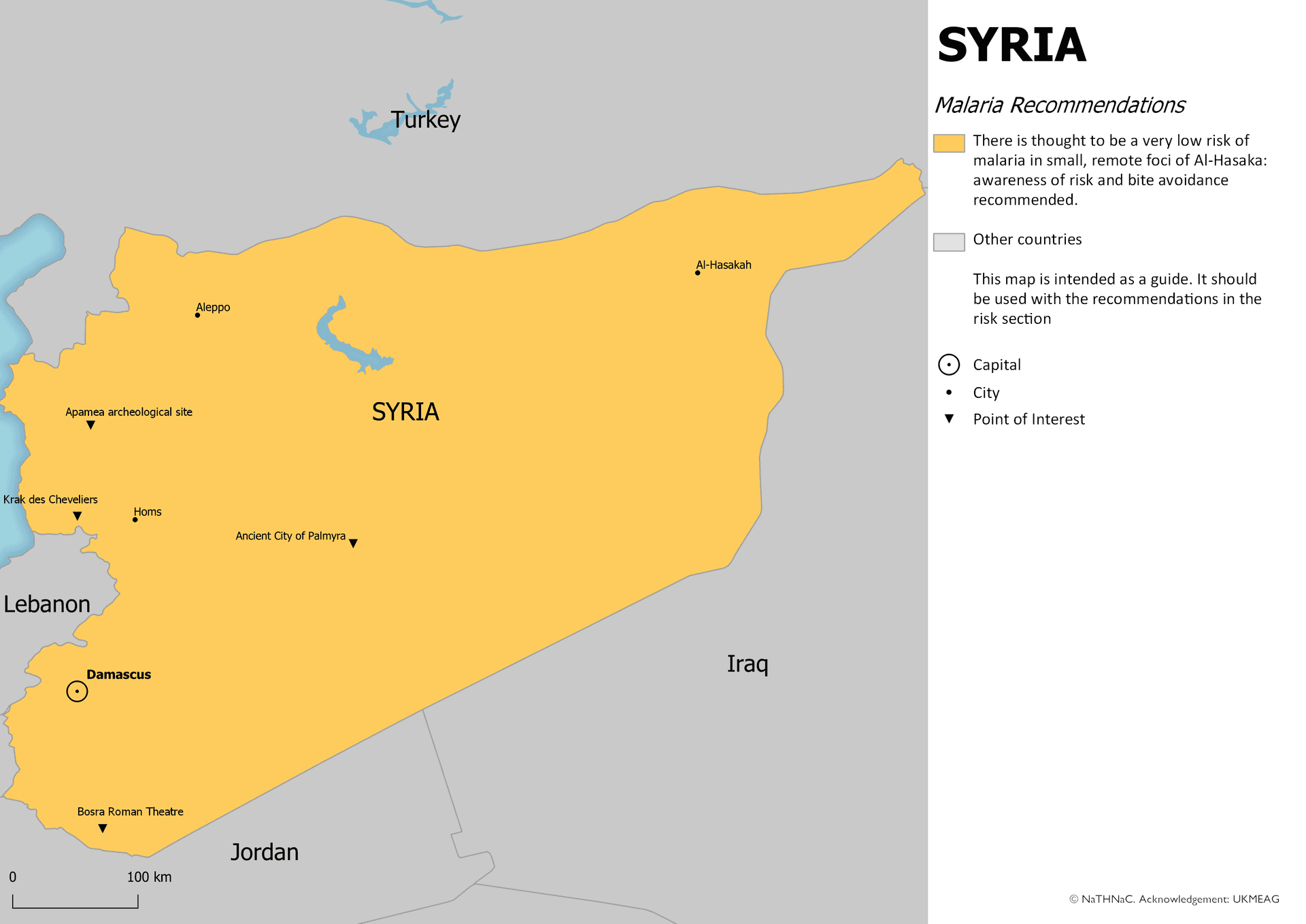 Malaria risk map for Syria