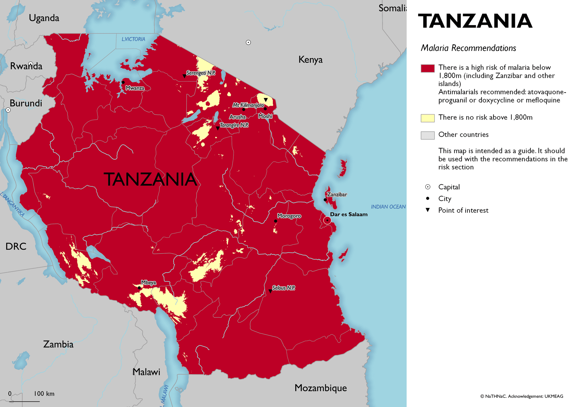 Malaria risk map for Tanzania