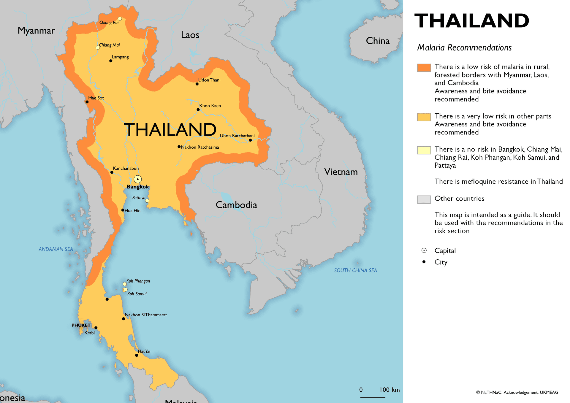 Malaria risk map for Thailand
