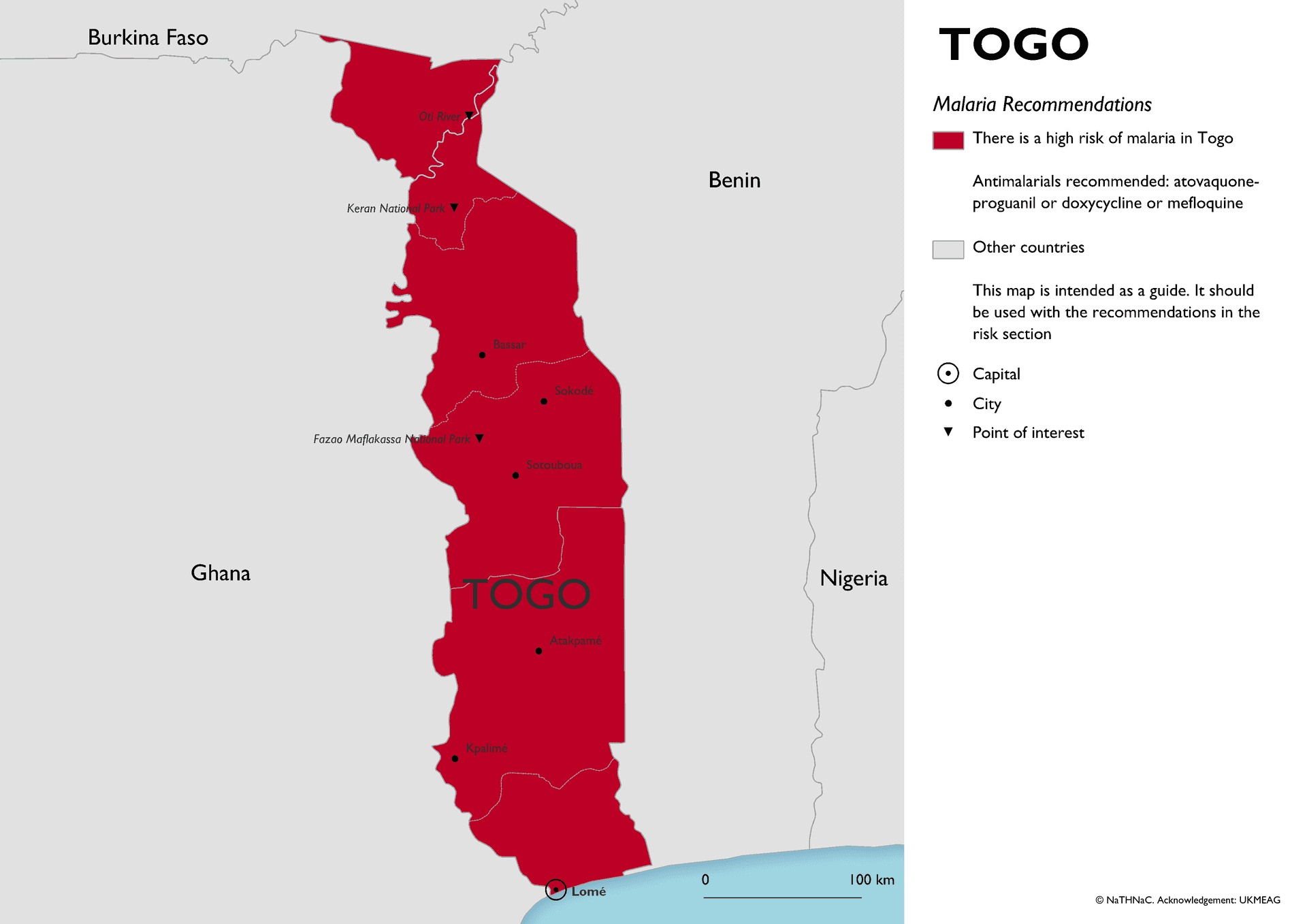 Malaria risk map for Togo