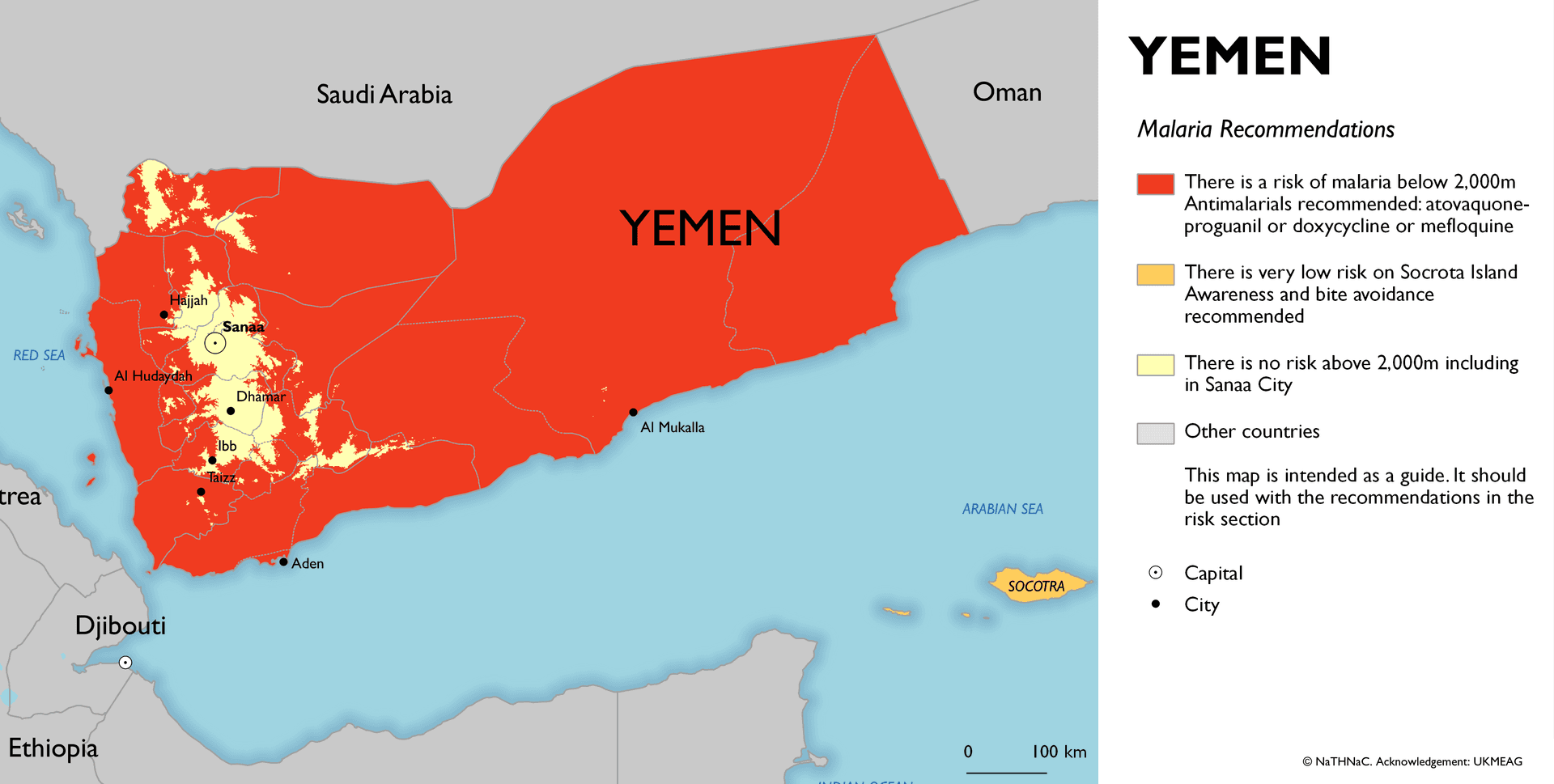 Malaria risk map for Yemen