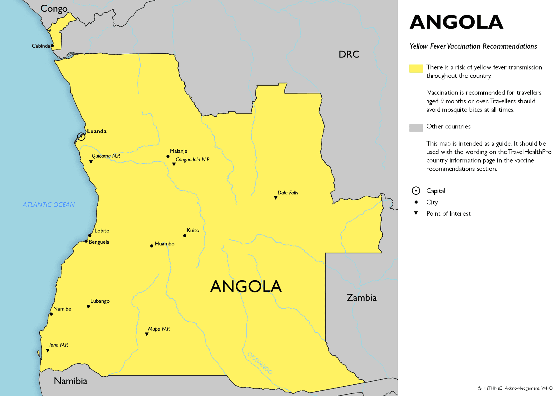 Yellow Fever risk map for Angola