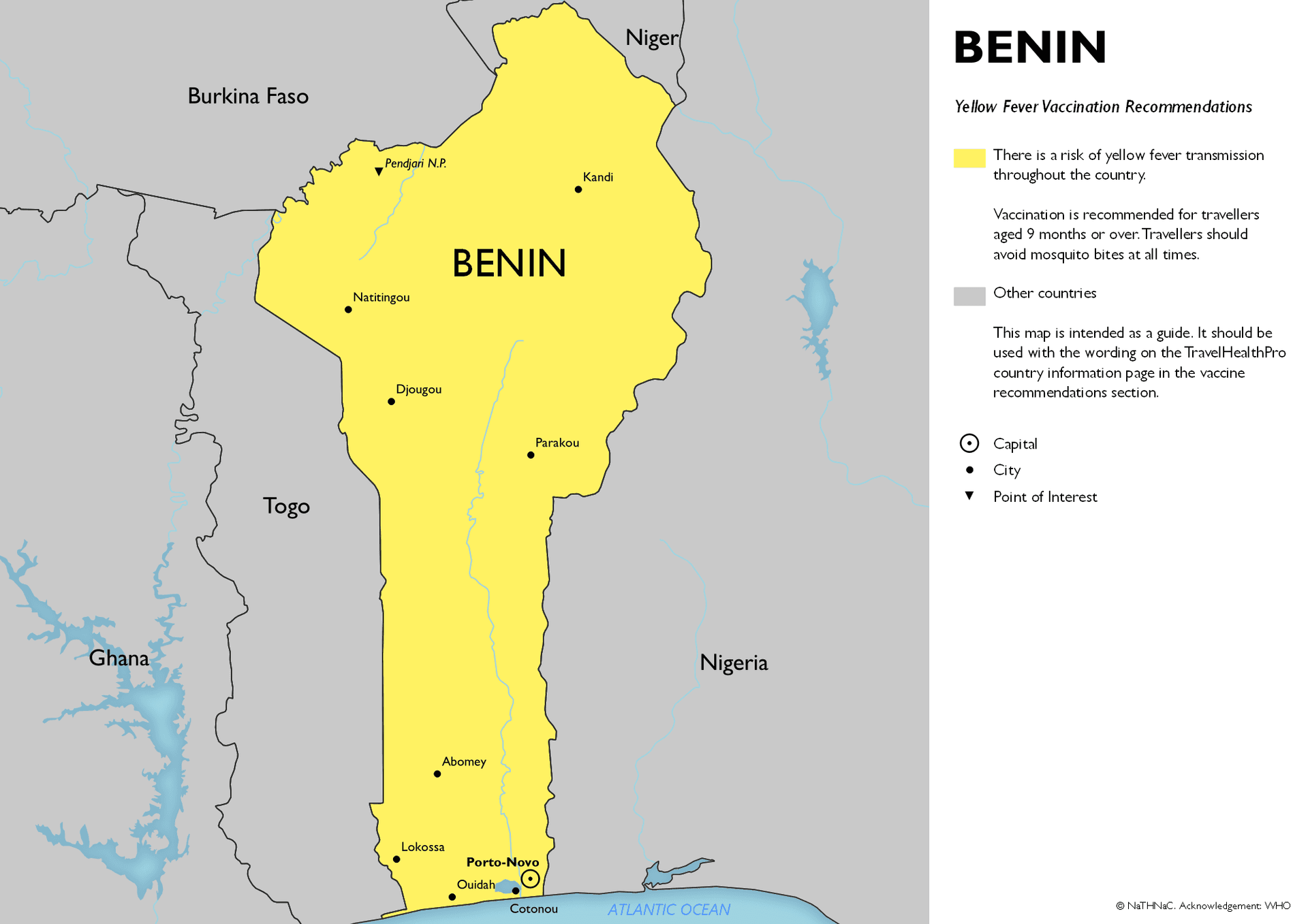 Yellow Fever risk map for Benin