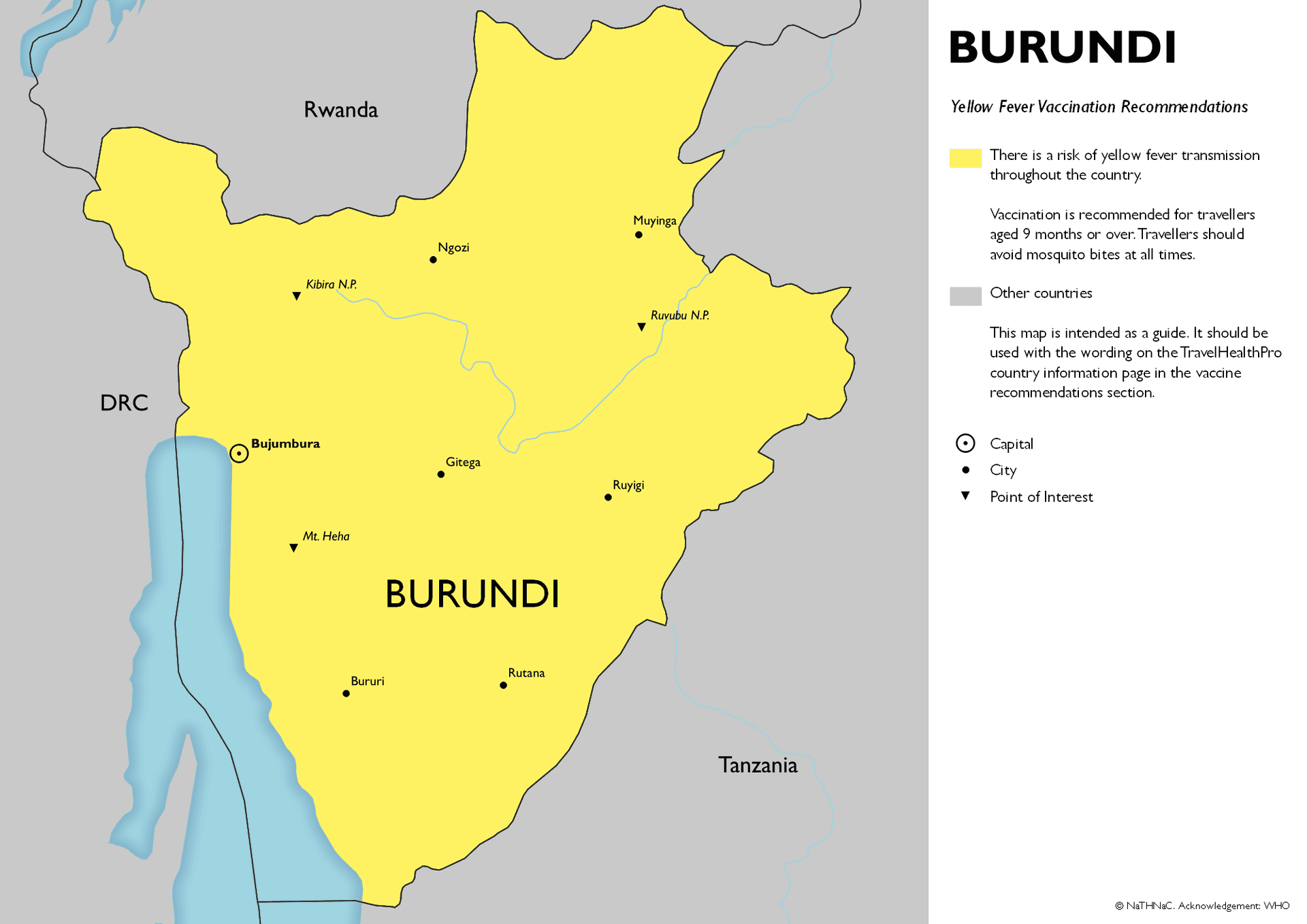 Yellow Fever risk map for Burundi