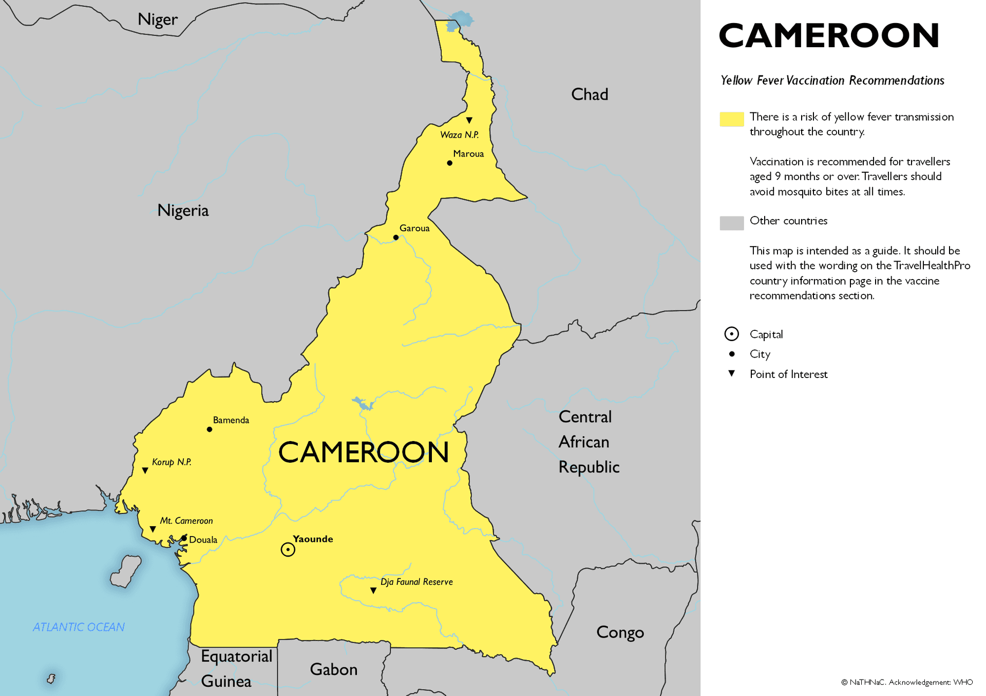 Yellow Fever risk map for Cameroon