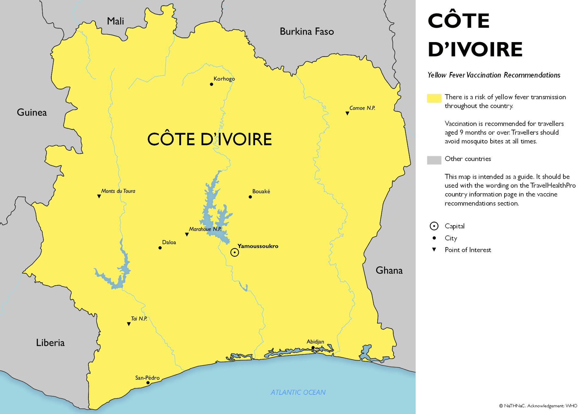 Yellow Fever risk map for CÃ´te d'Ivoire