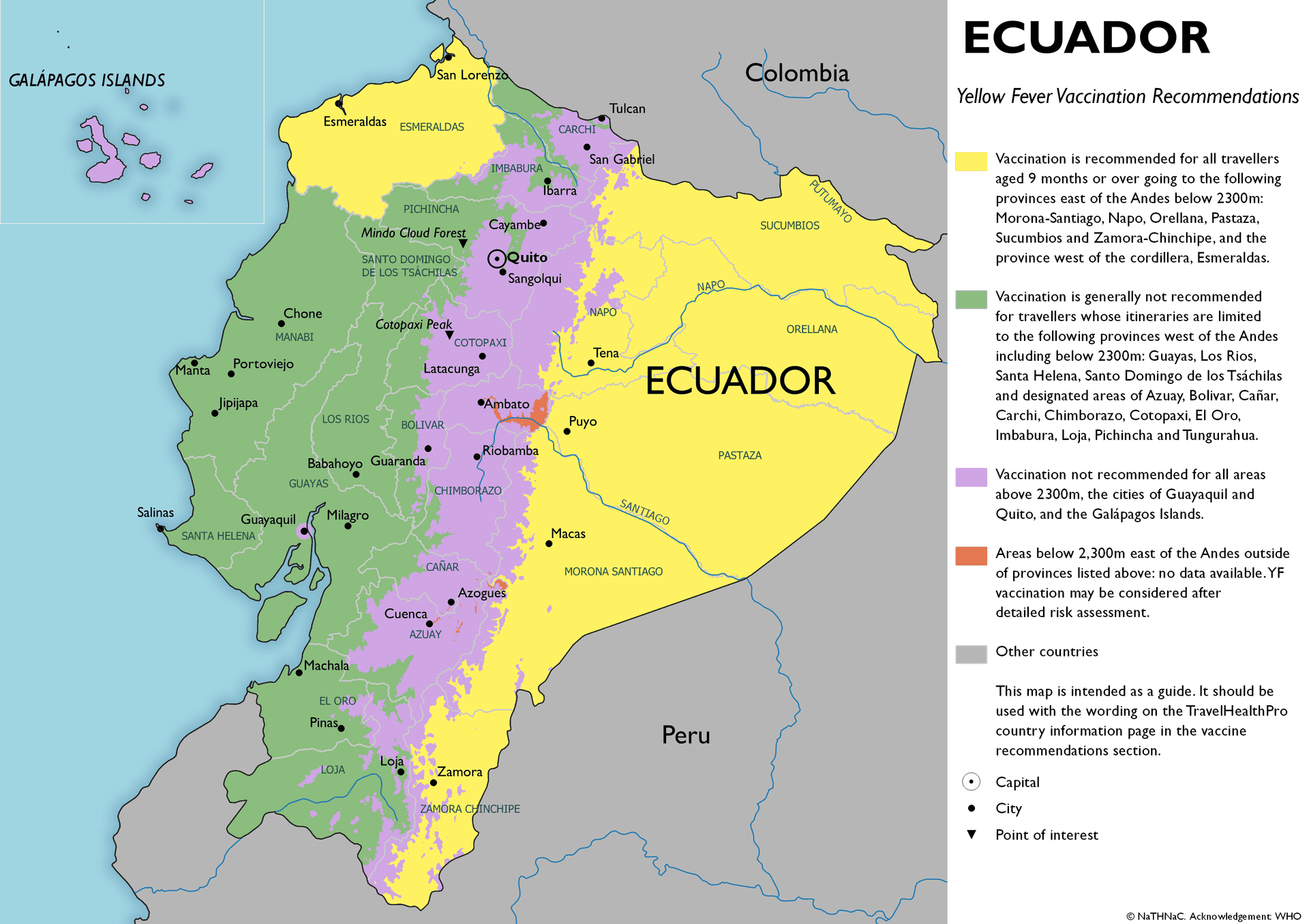 Yellow Fever risk map for Ecuador