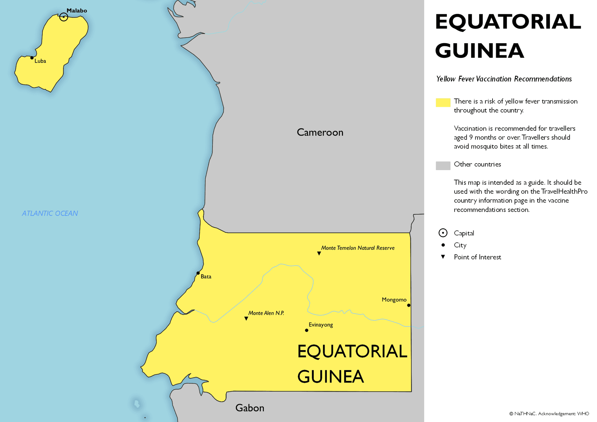 Yellow Fever risk map for Equatorial Guinea