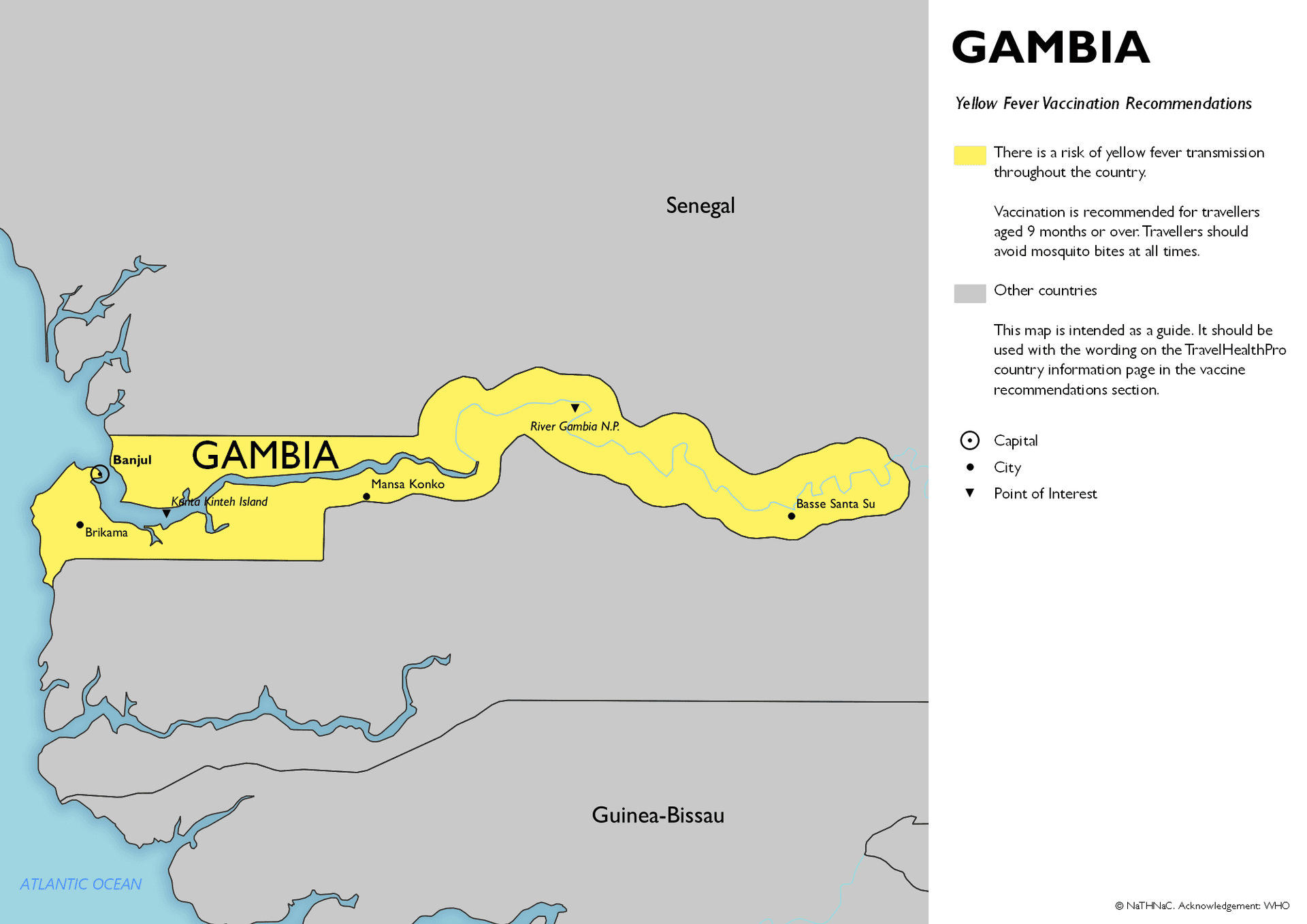 Yellow Fever risk map for Gambia