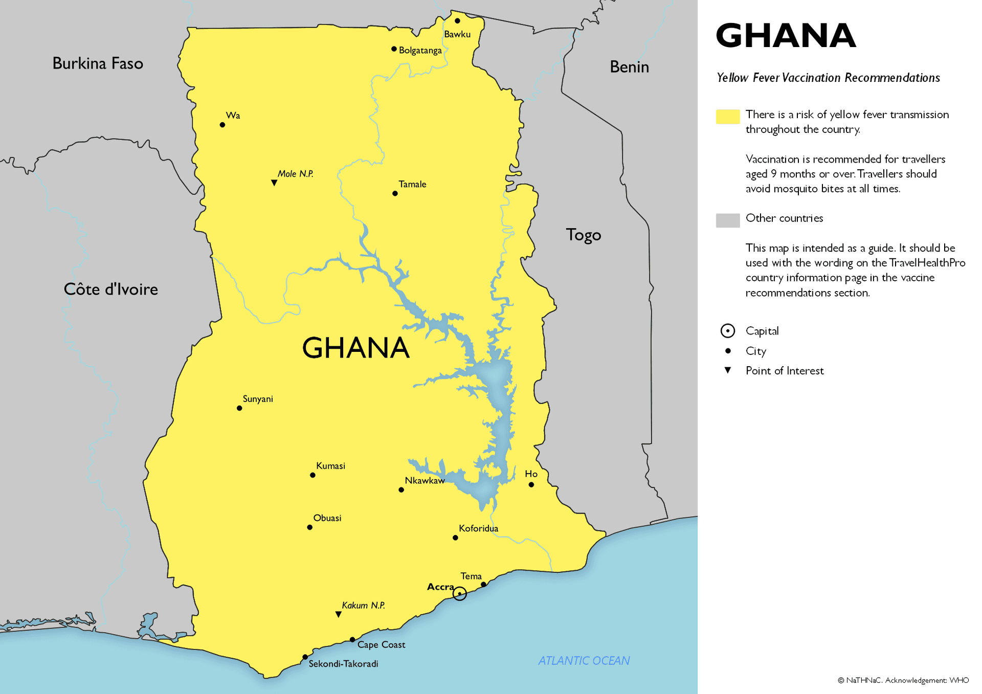 Yellow Fever risk map for Ghana
