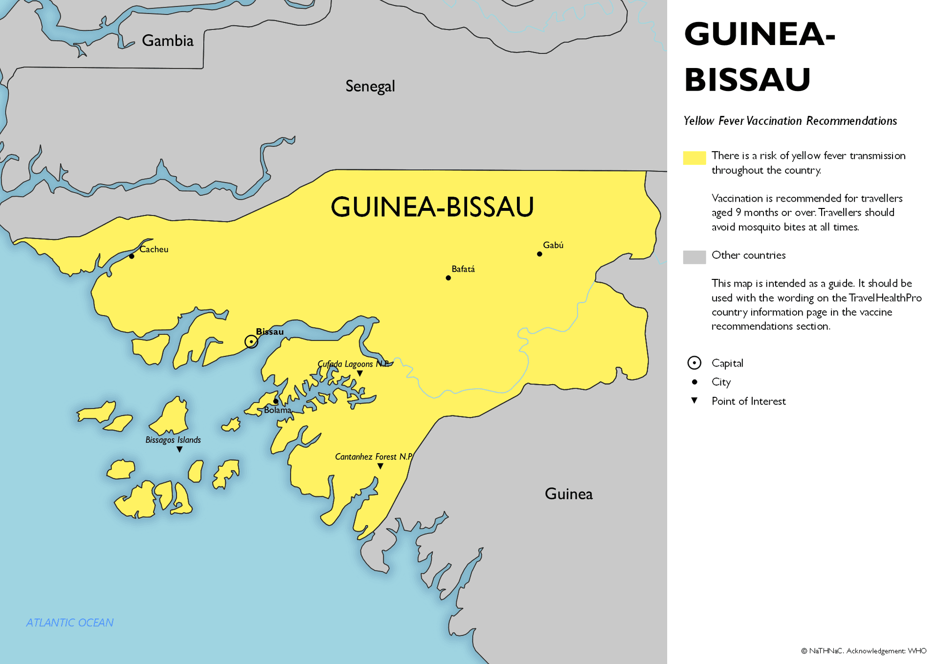 Yellow Fever risk map for Guinea-Bissau