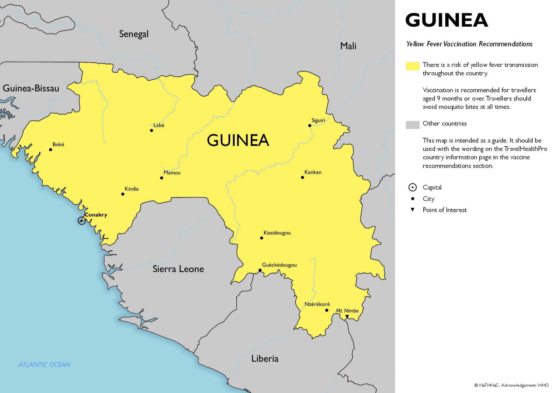Yellow Fever risk map for Guinea