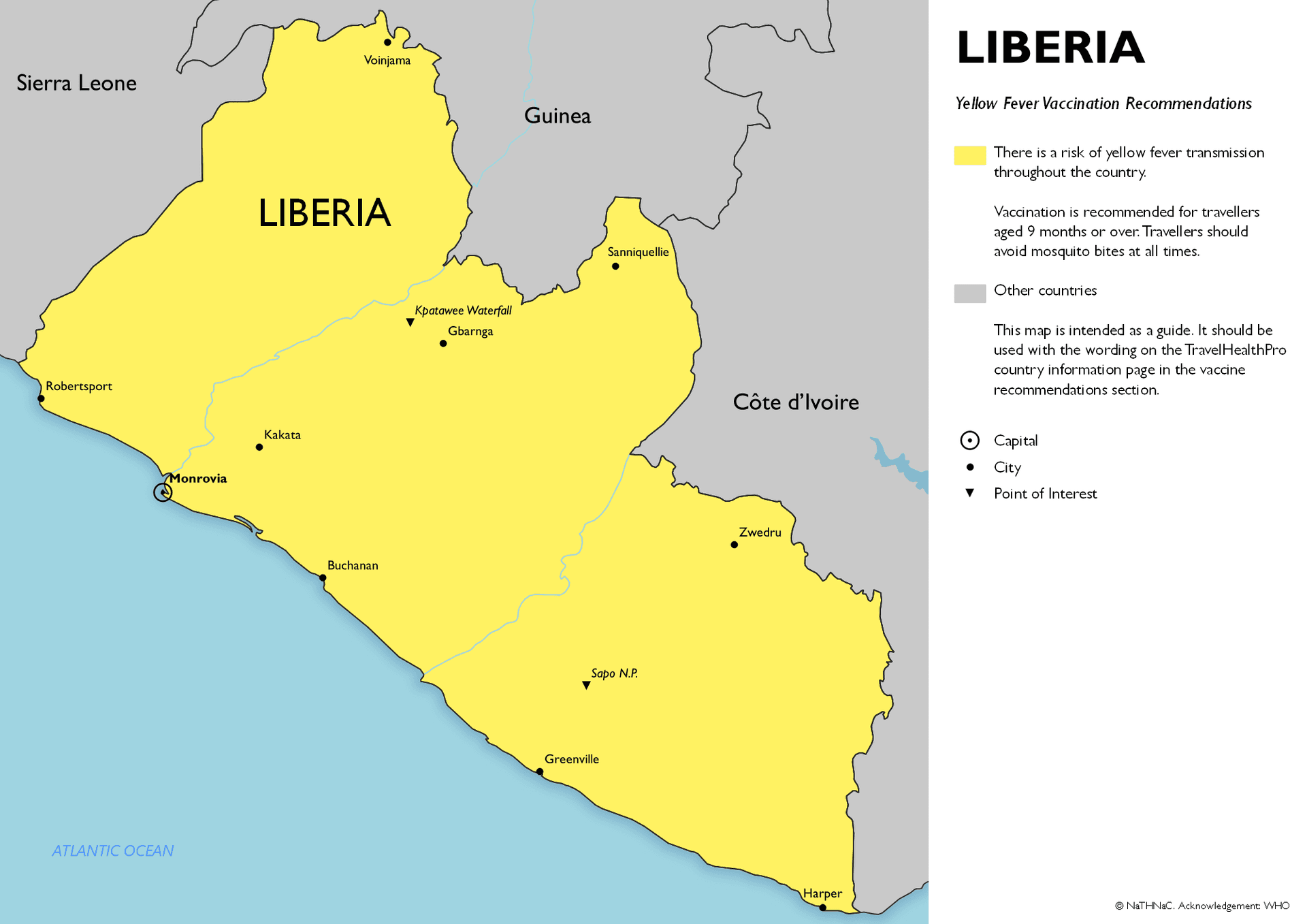 Yellow Fever risk map for Liberia