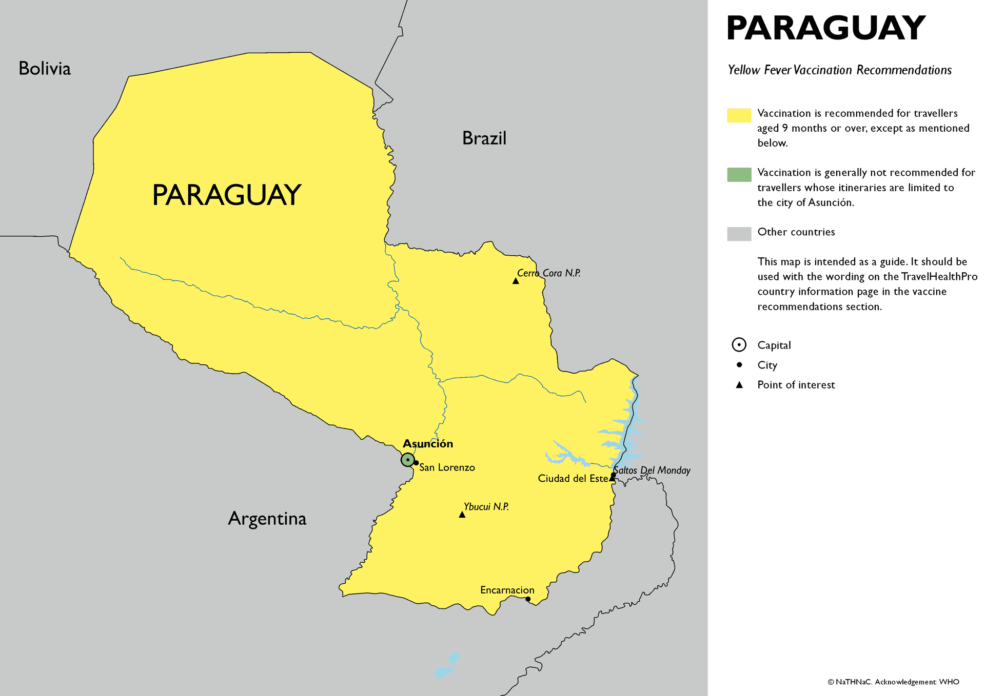 Yellow Fever risk map for Paraguay