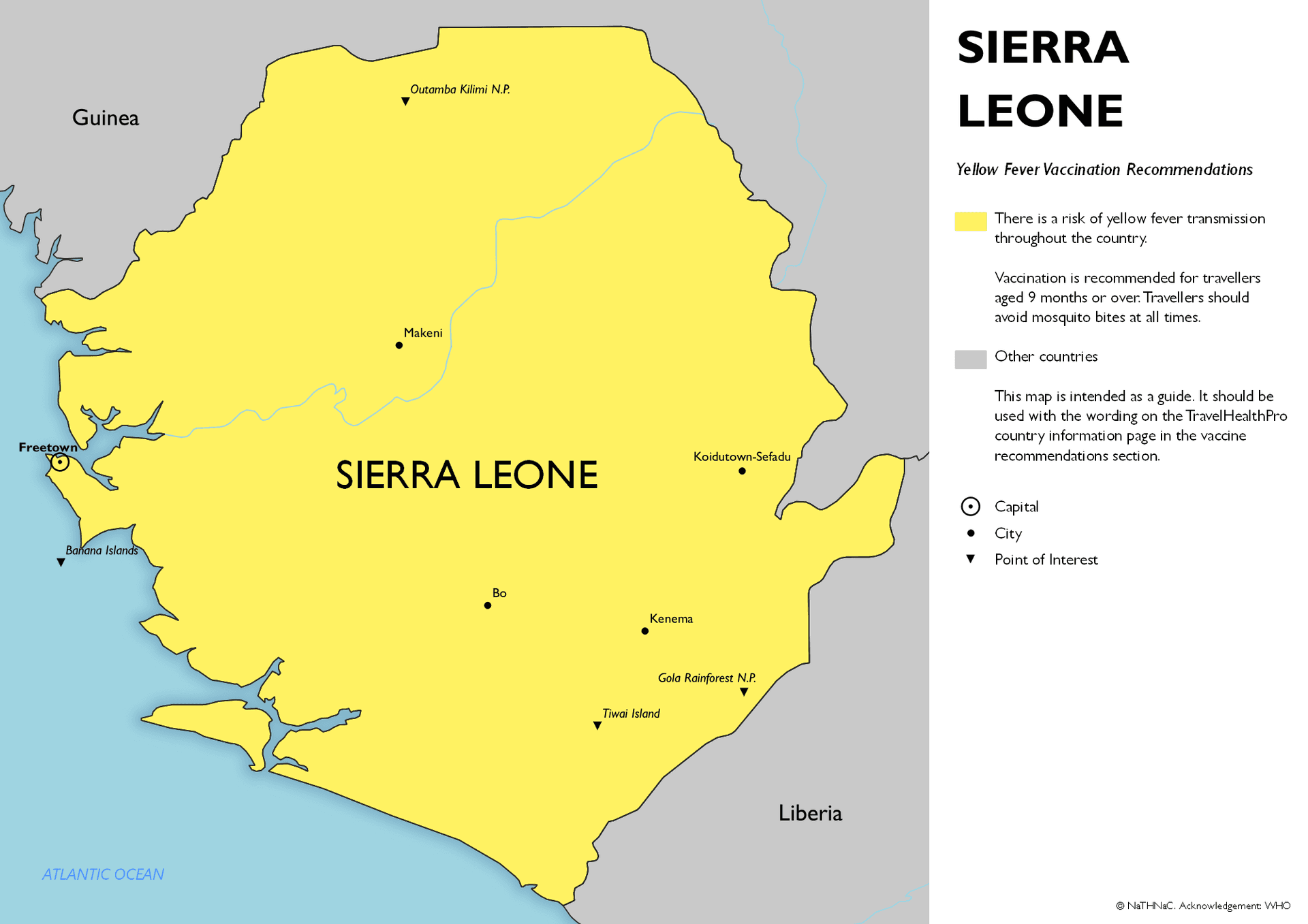 Yellow Fever risk map for Sierra Leone