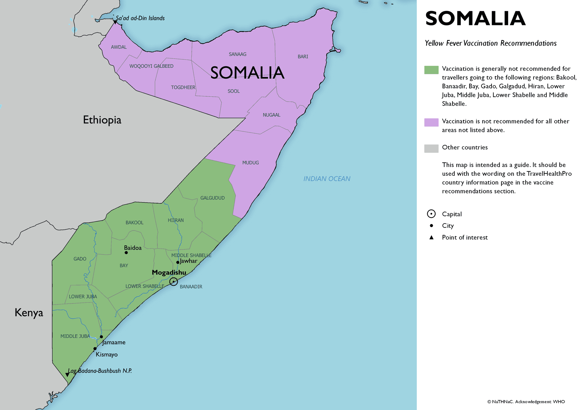 Yellow Fever risk map for Somalia
