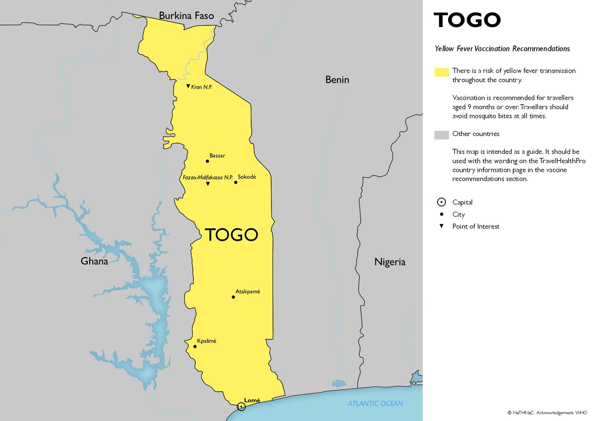 Yellow Fever risk map for Togo