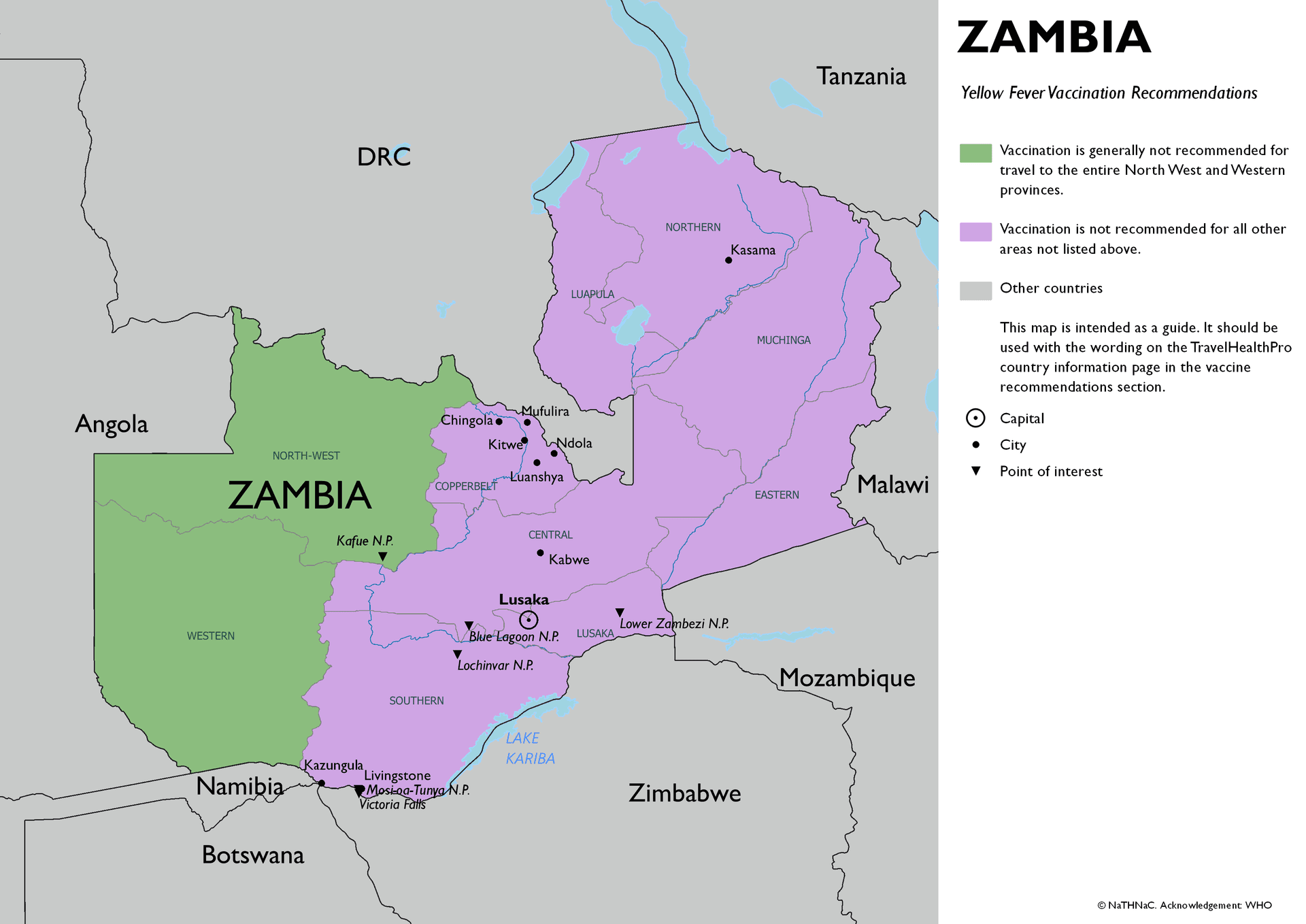 Yellow Fever risk map for Zambia