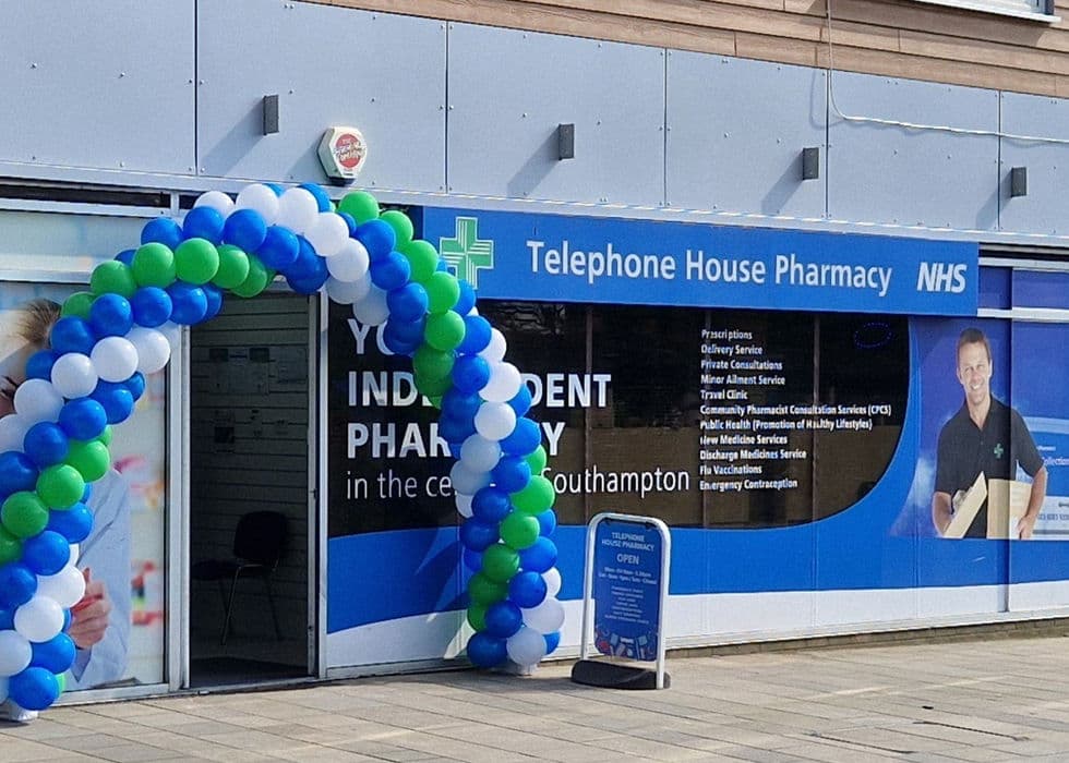 Exterior of Telephone House Pharmacy in Southampton