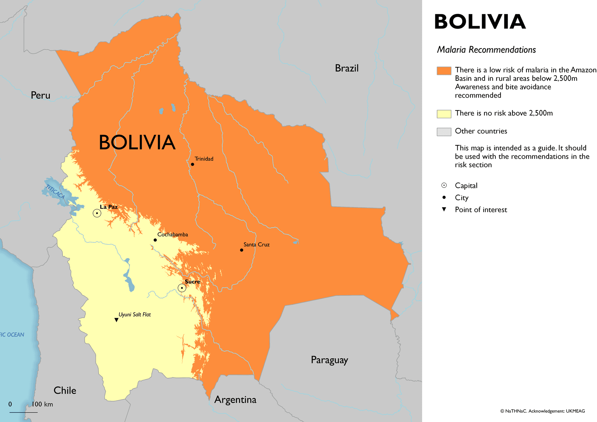 Malaria risk map for Bolivia