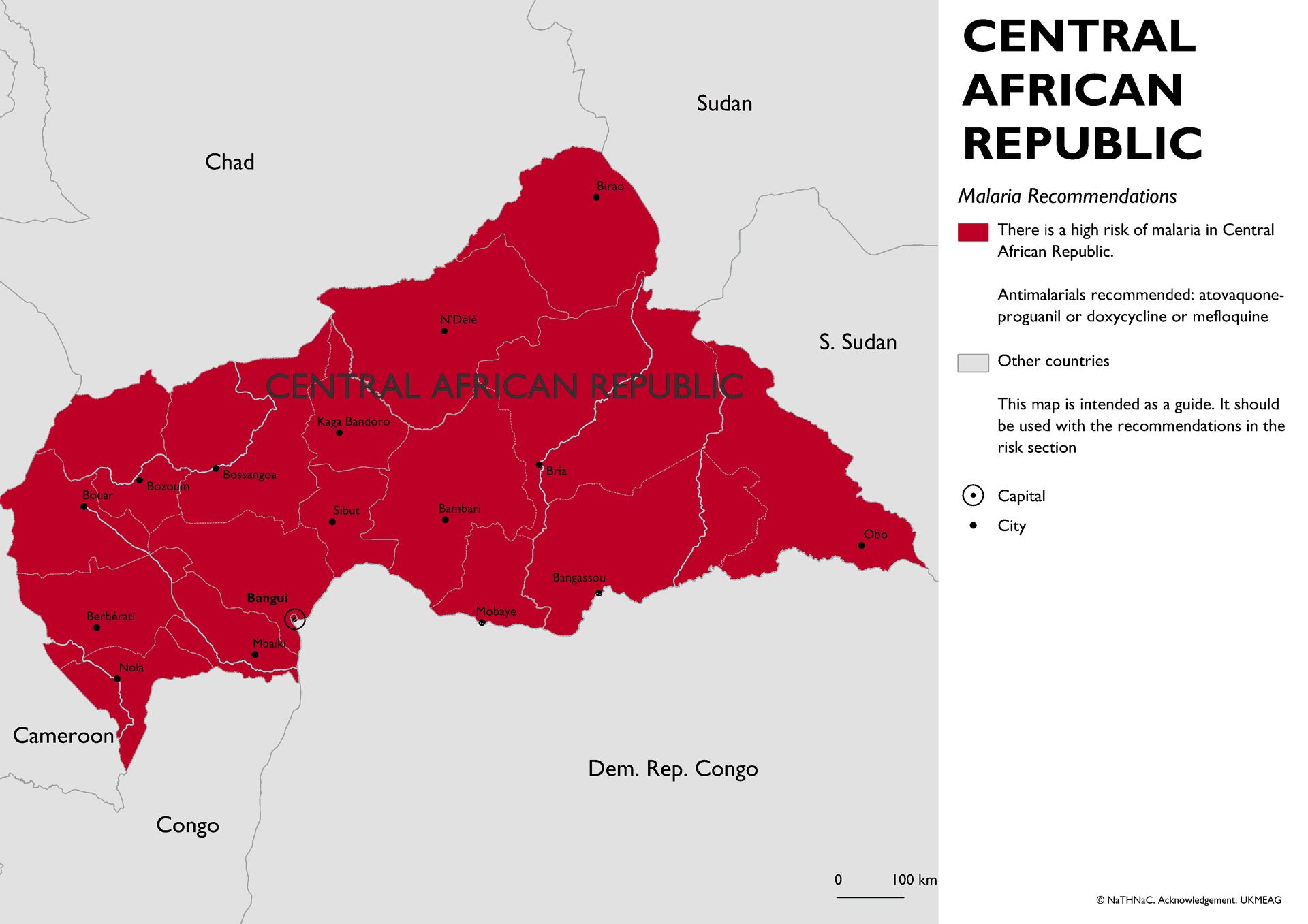 Malaria risk map for Central African Republic