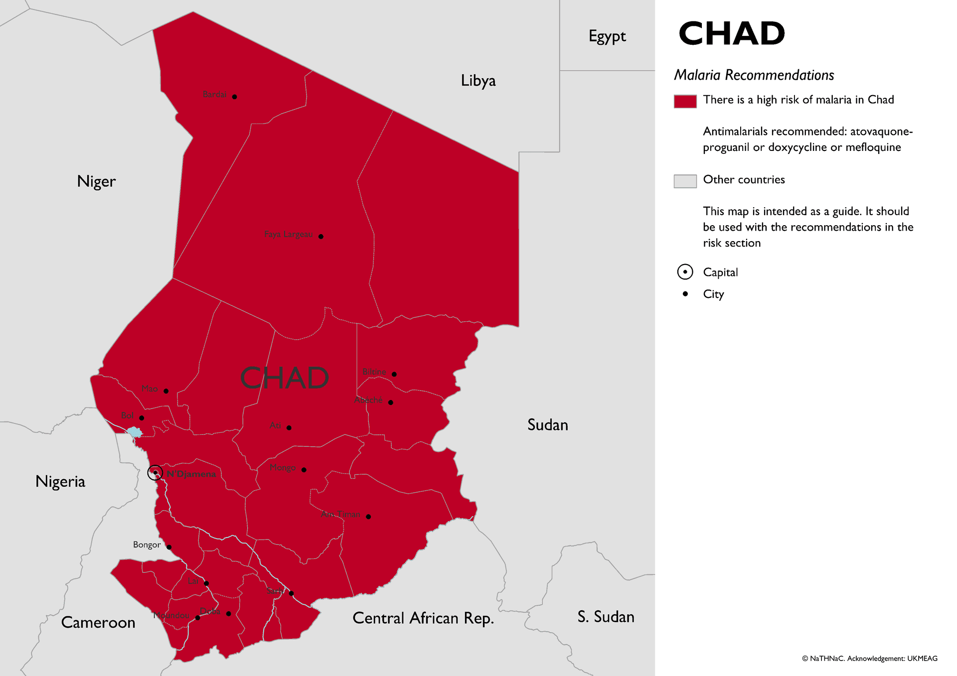 Malaria risk map for Chad