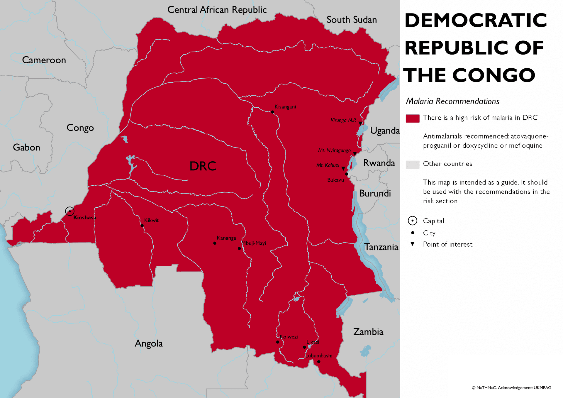 Malaria risk map for Democratic Republic of the Congo