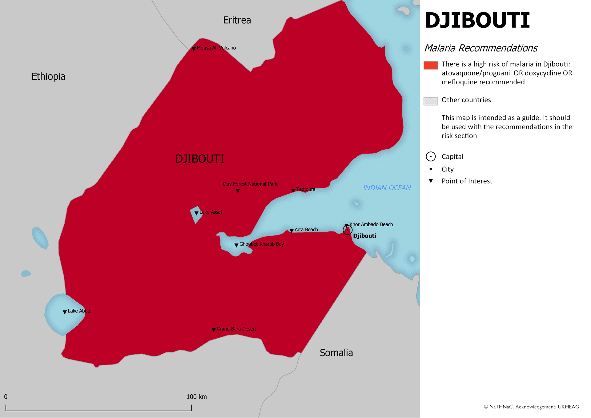 Malaria risk map for Djibouti